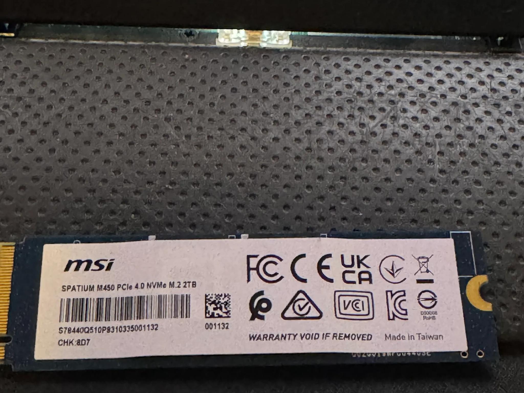 MSI SPATIUM M450 PCIe 4.0 NVMe M.2 2TB