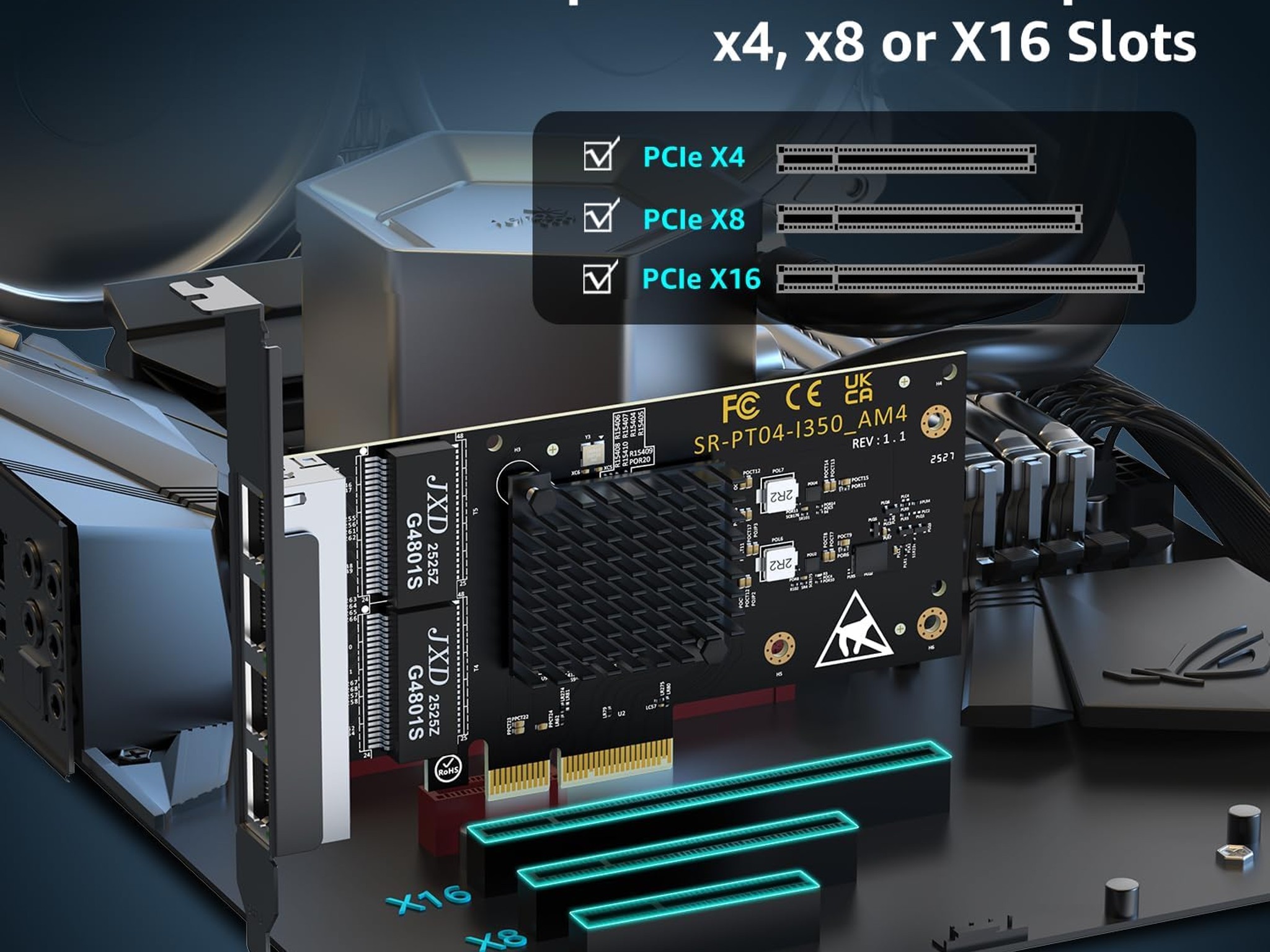 4 Port Gigabit Base-T Network Card Intel I350 Controller NICGIGA 4 Port 1G PCIe Ethernet Adapter NIC