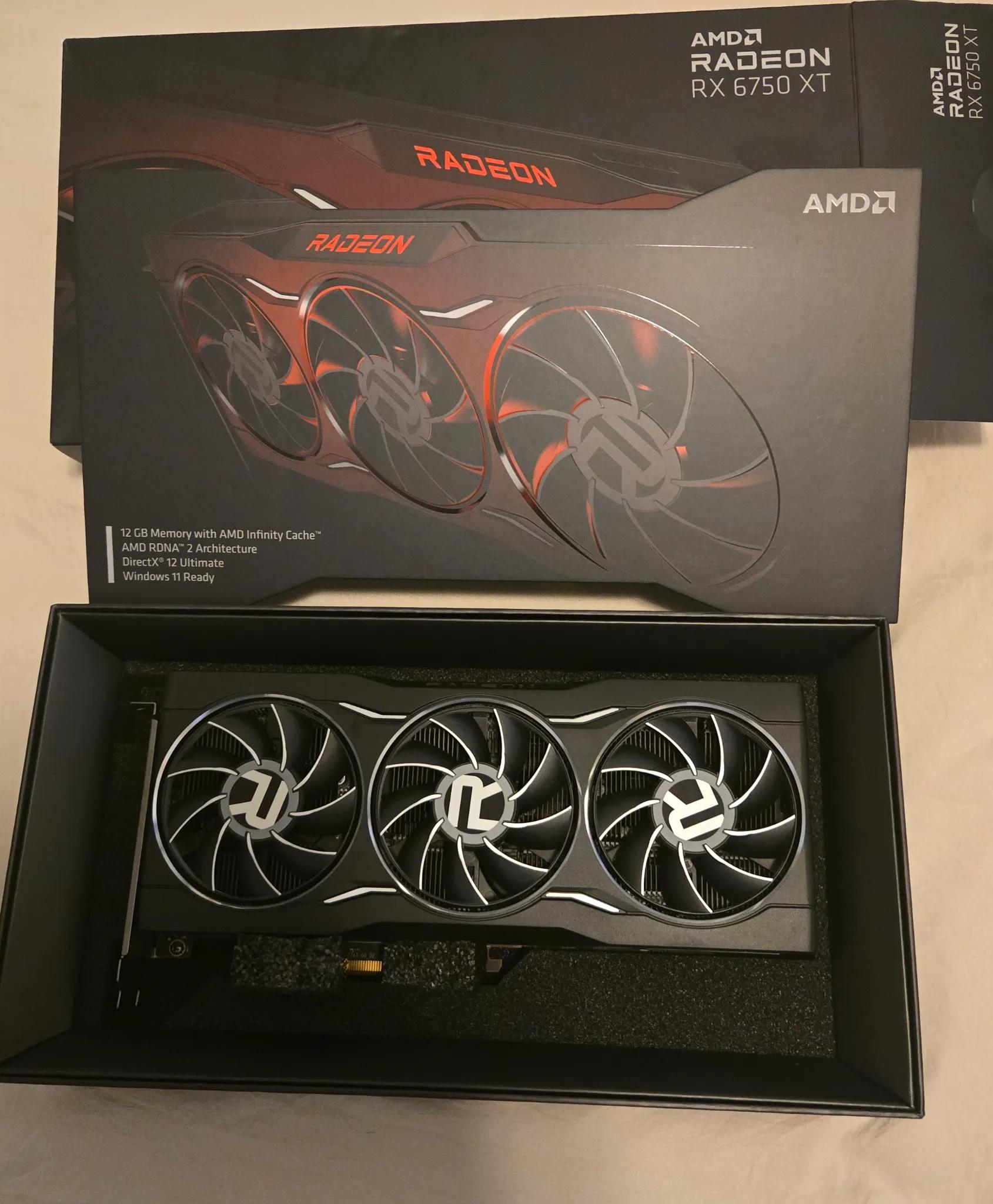 AMD Reference card. 6750XT, 12GB DDR6, 1440P powerhouse.