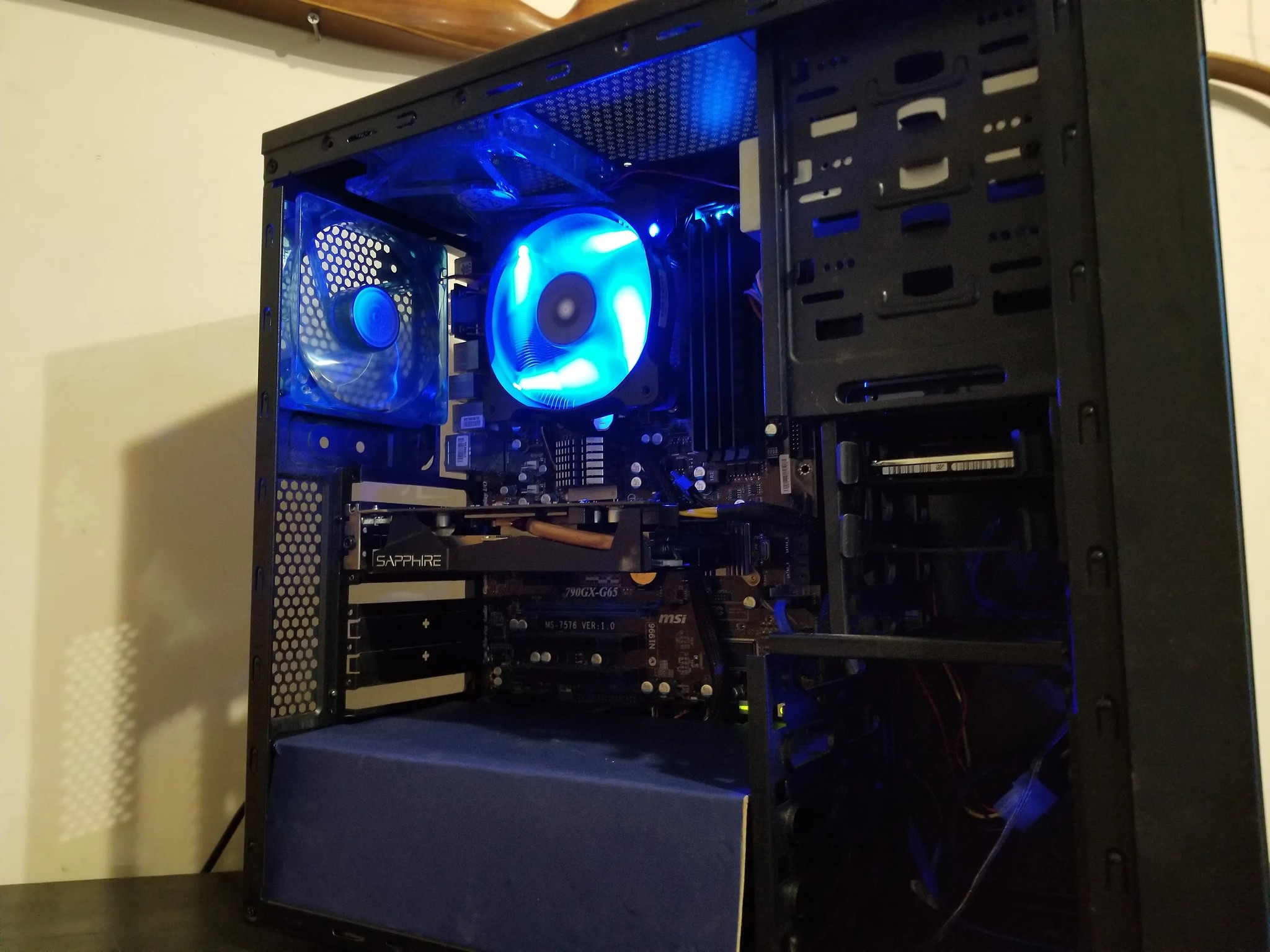  custom blue and black budget gaming pc. 