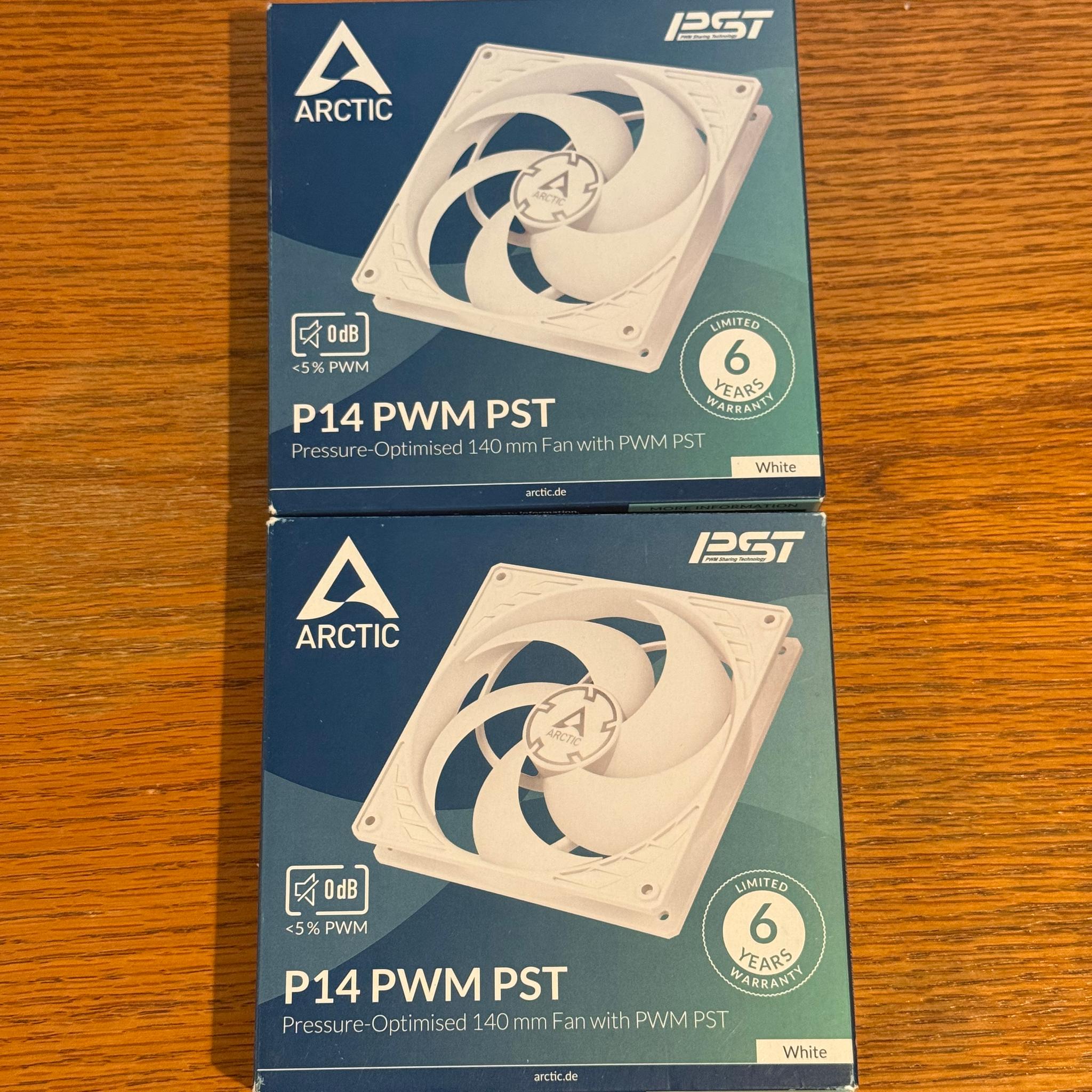 ARCTIC P14 PWM PST - PC Fan, 140mm Case Fan, Speed 200-1700RPM - White - Quantity: 2