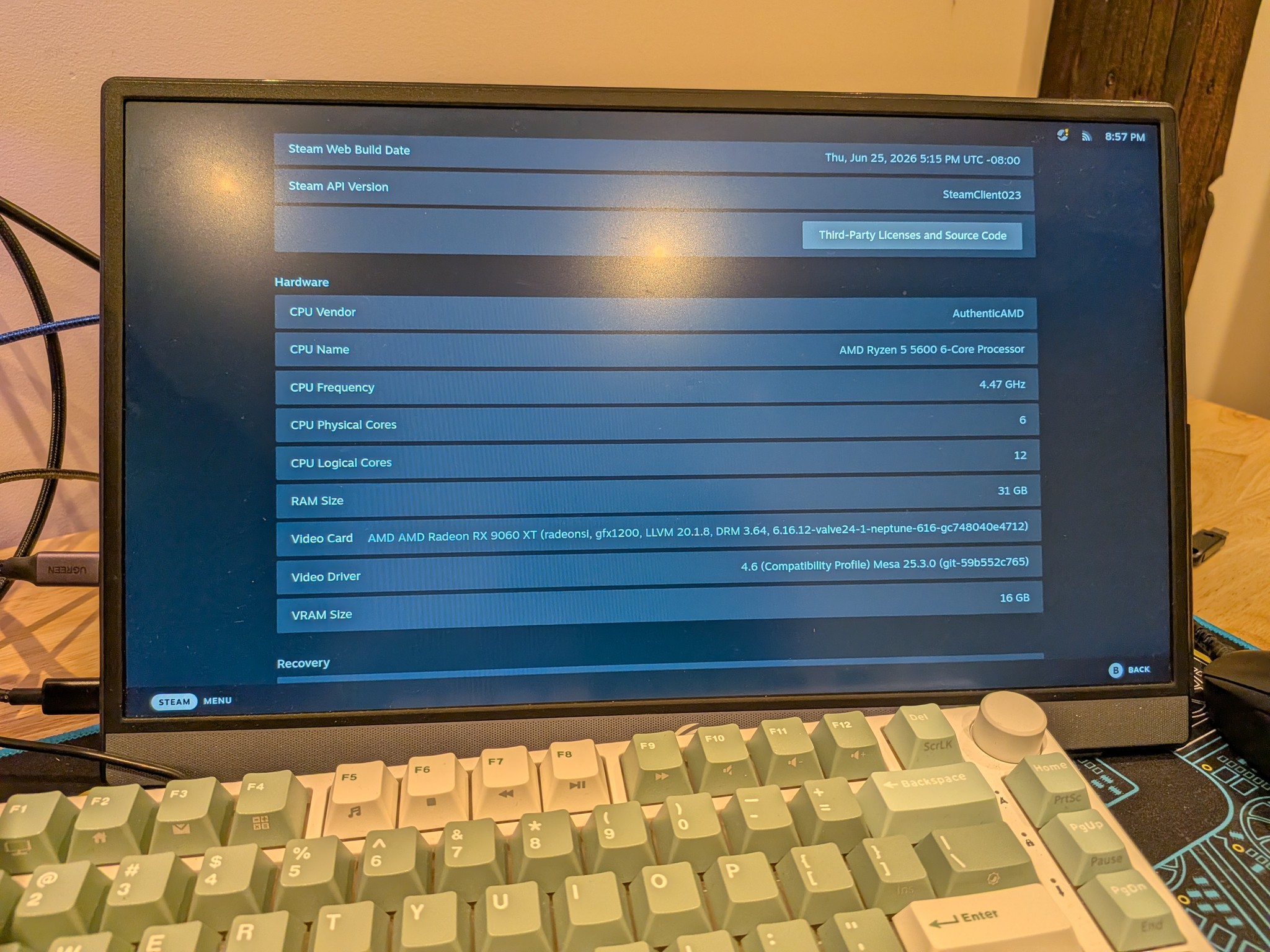 1440p Steam King - RX 9060 XT 16GB, Ryzen 5 5600, 32 GB DDR4 RAM, 2 TB Gen 4 NVME, SteamOS