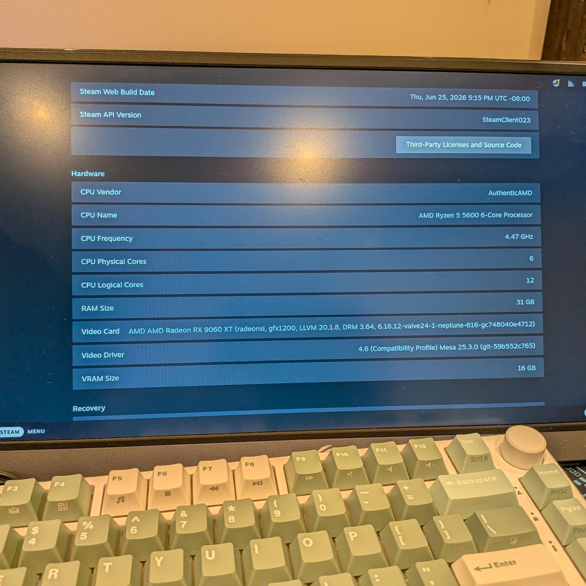 1440p Steam King - RX 9060 XT 16GB, Ryzen 5 5600, 32 GB DDR4 RAM, 2 TB Gen 4 NVME, SteamOS