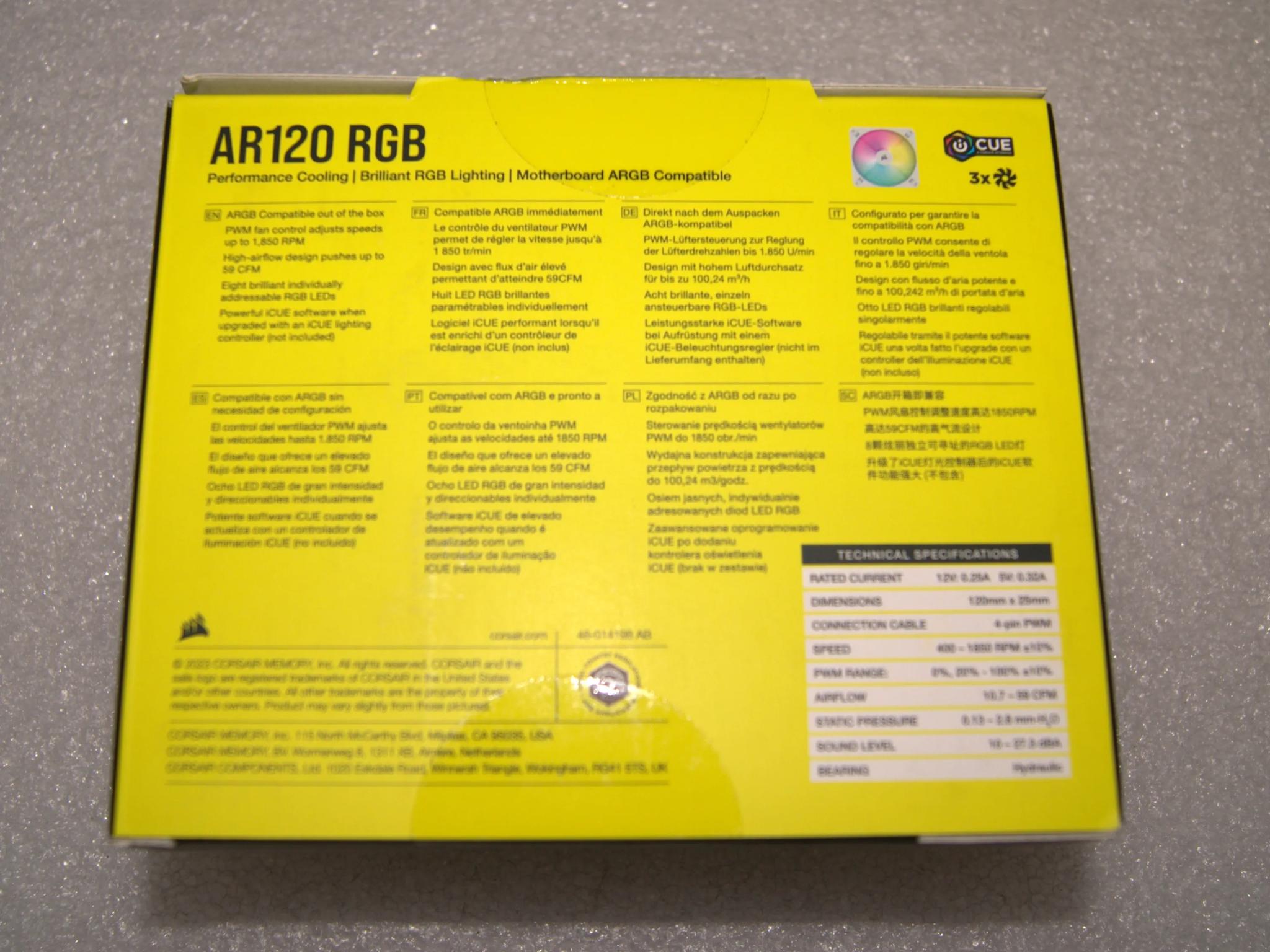 CORSAIR AR120 RGB White 120mm ARGB-compatible Fan, Triple Pack