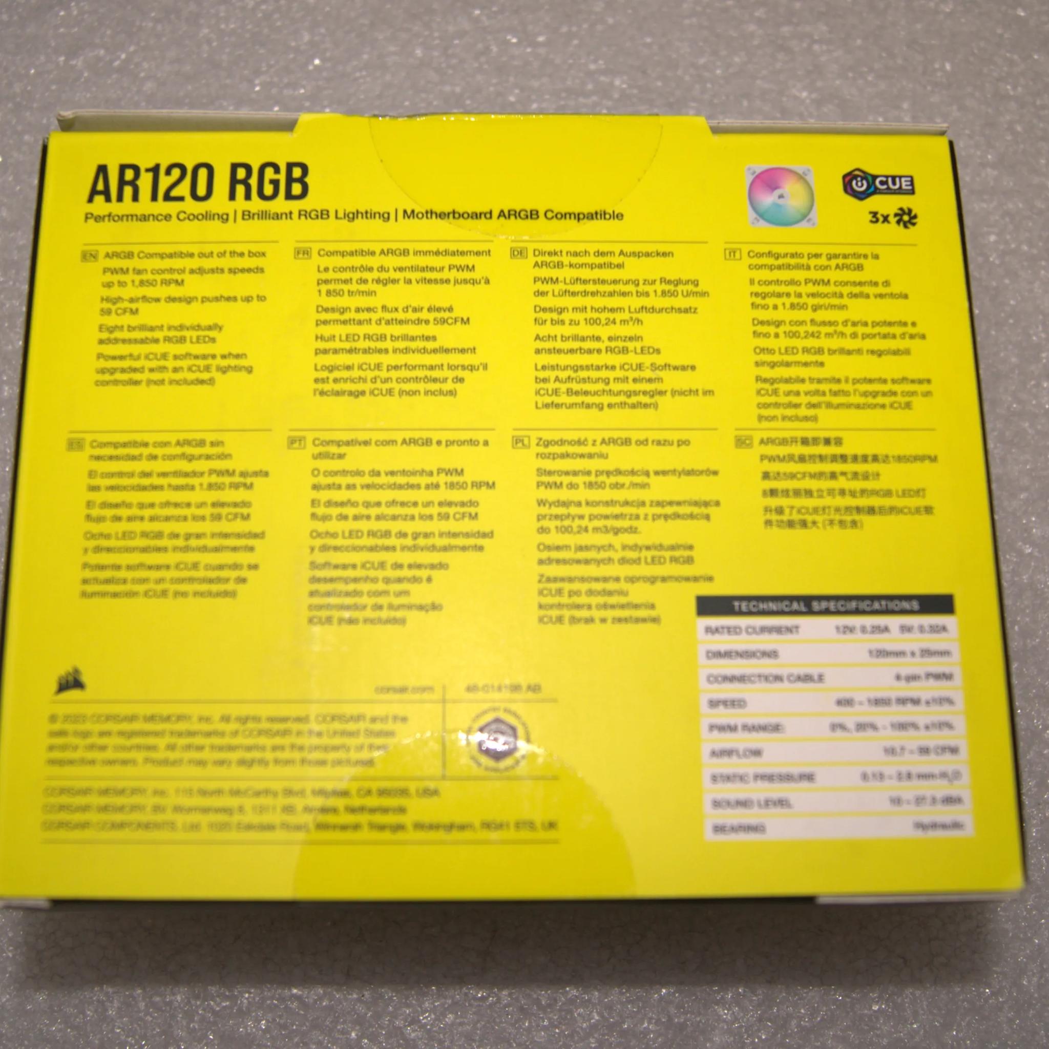 CORSAIR AR120 RGB White 120mm ARGB-compatible Fan, Triple Pack