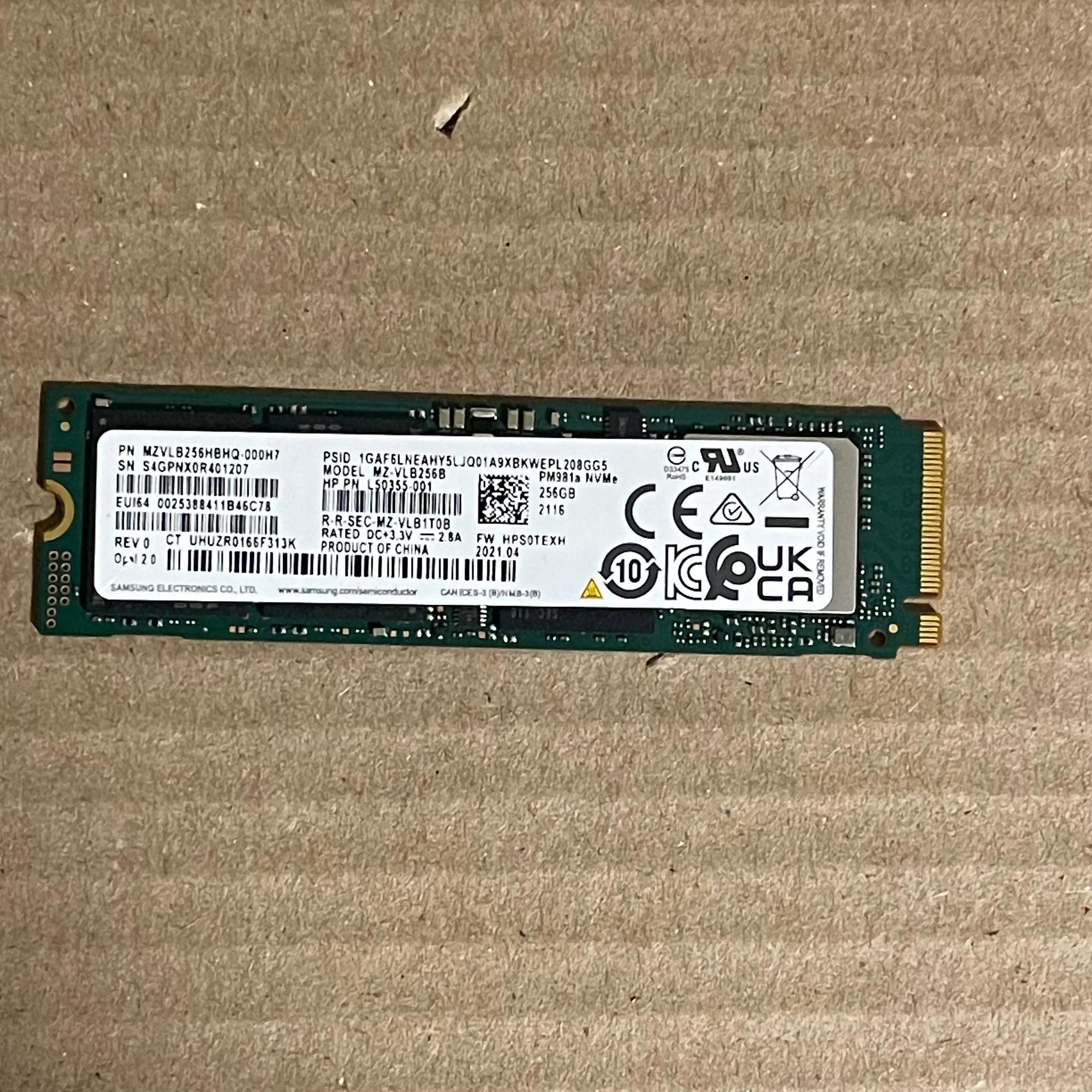Samsung PM981a 256GB NVME SSD