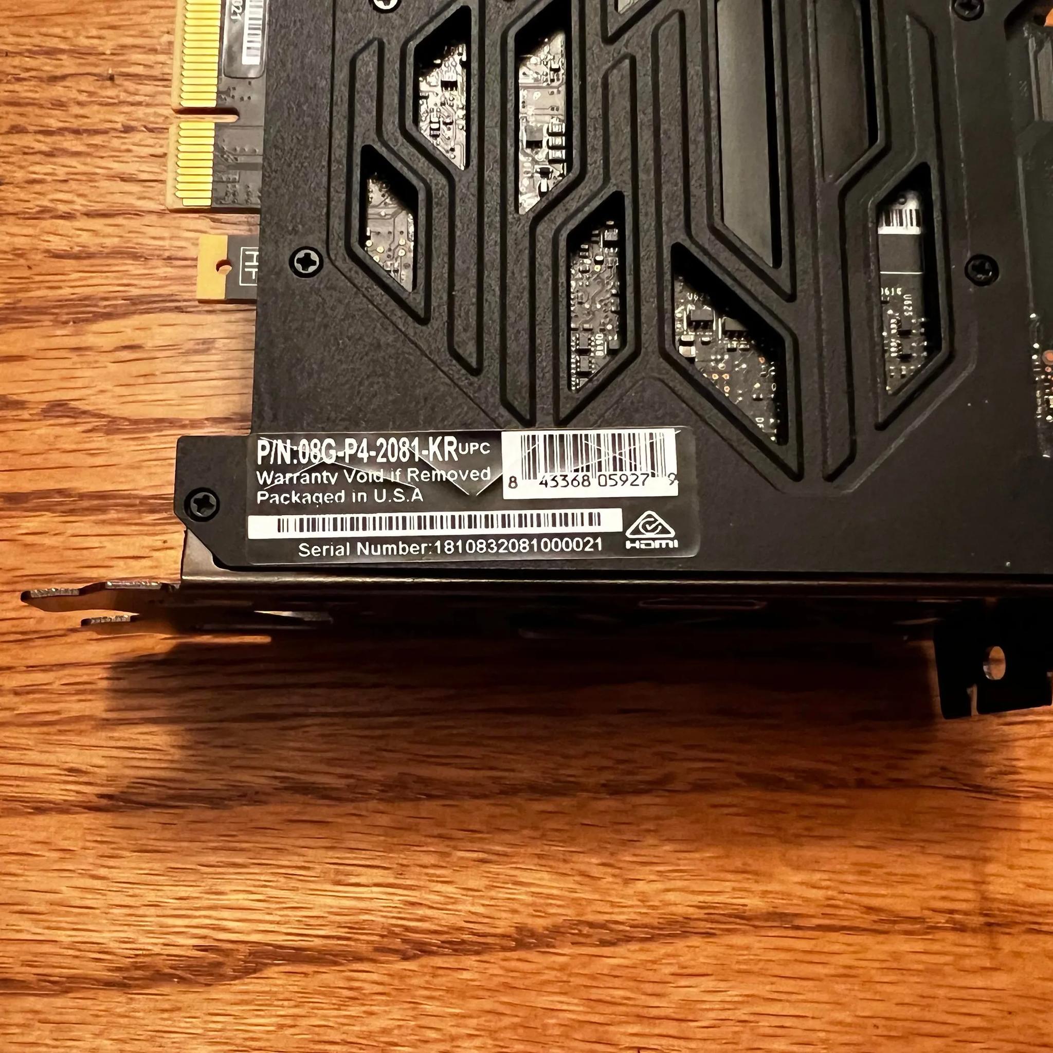 EVGA GeForce RTX 2080 GB Black  w/ Original Box - Works GREAT but LED Strip no-longer turns on! 