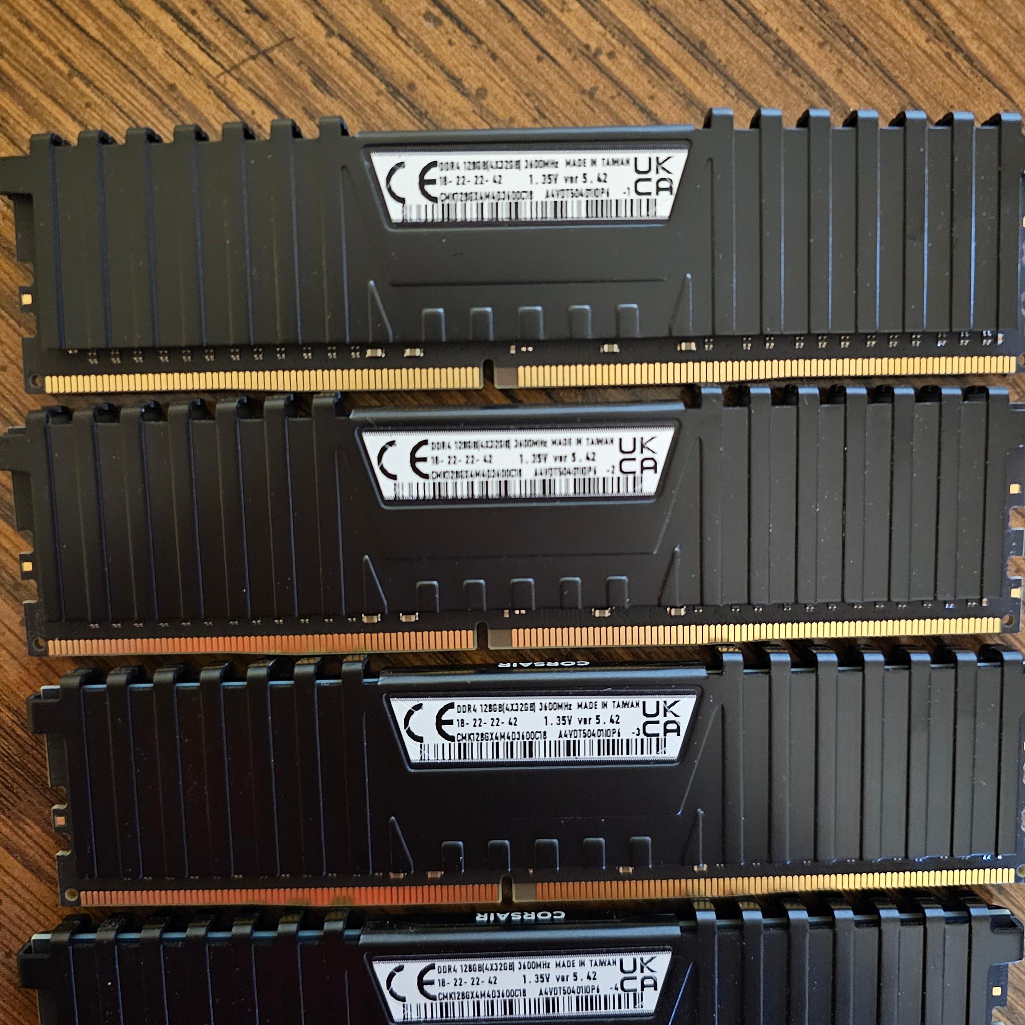Corsair VENGEANCE LPX 128GB (4 x 32GB) DDR4 DRAM Up To 3600MHz C18 Memory Kit