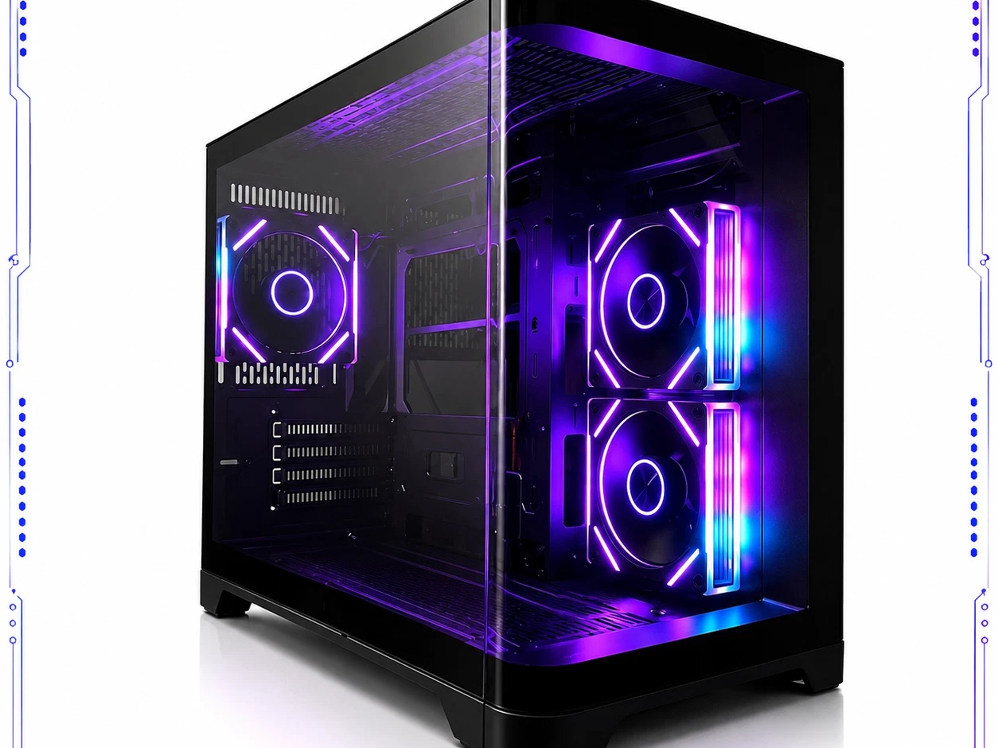 Black Tempered Glass ARGB Fish Tank MATX PC Case