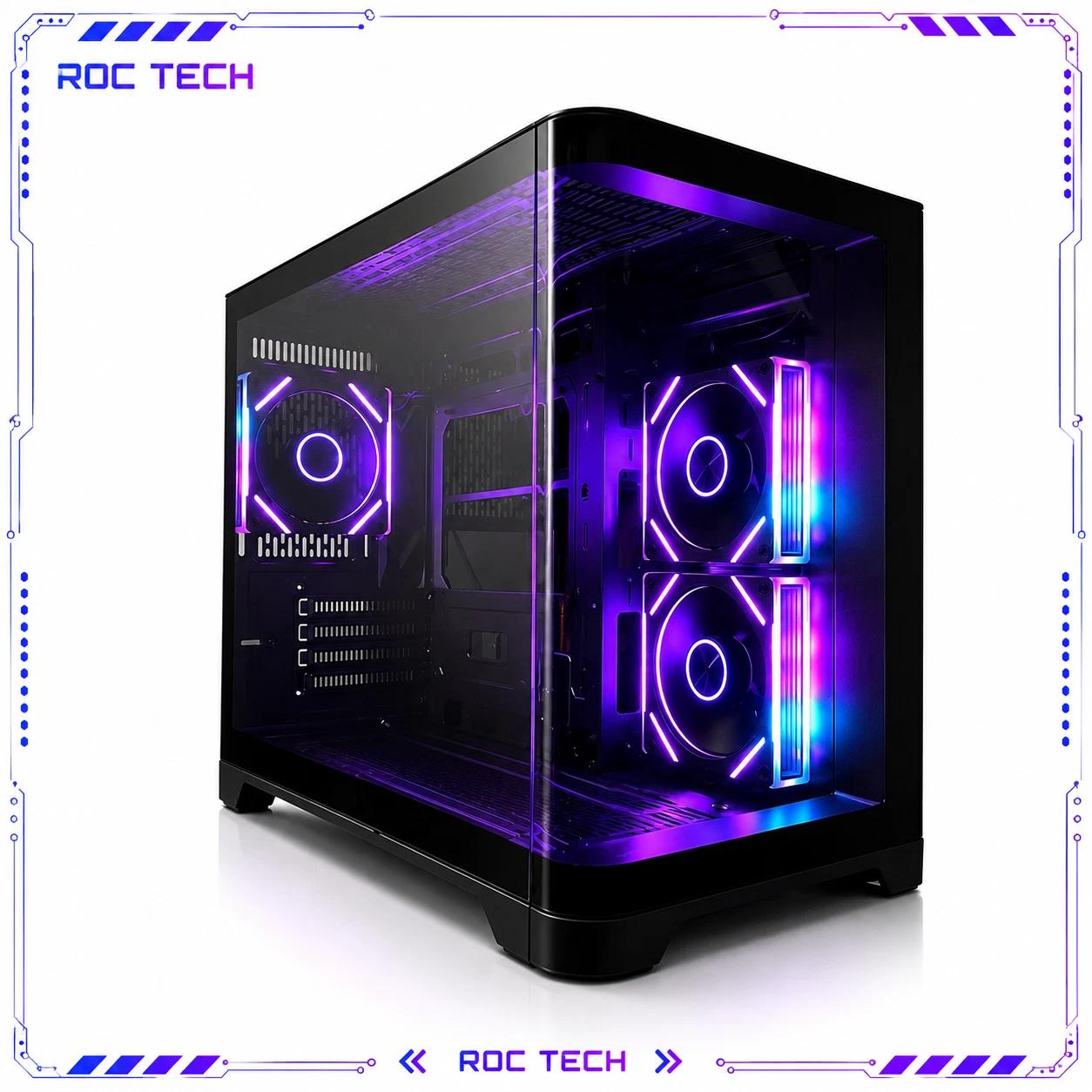 Black Tempered Glass ARGB Fish Tank MATX PC Case