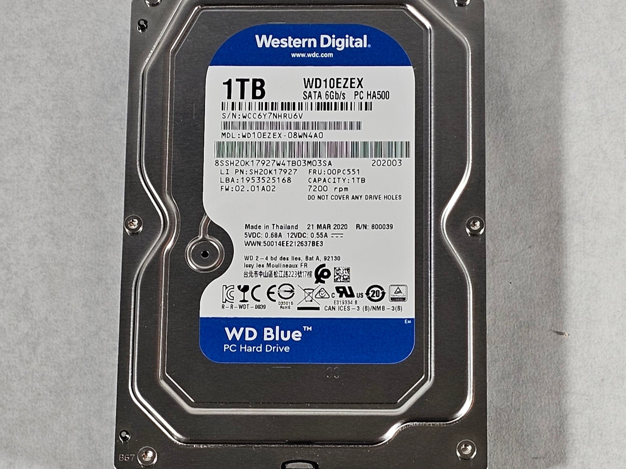 1TB 3.5" HDD Hard Drive WD BLUE WD10EZEX