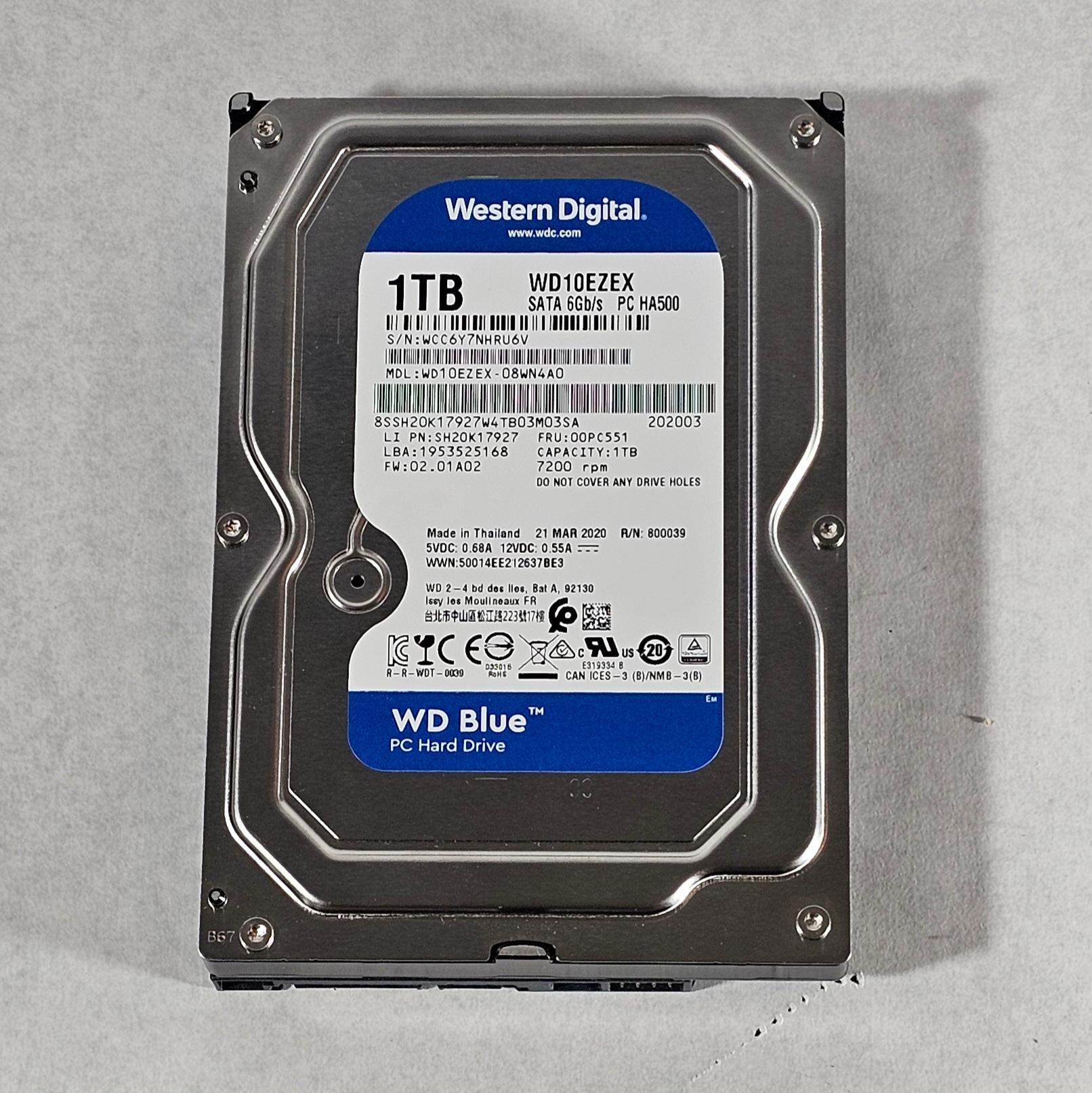 1TB 3.5" HDD Hard Drive WD BLUE WD10EZEX