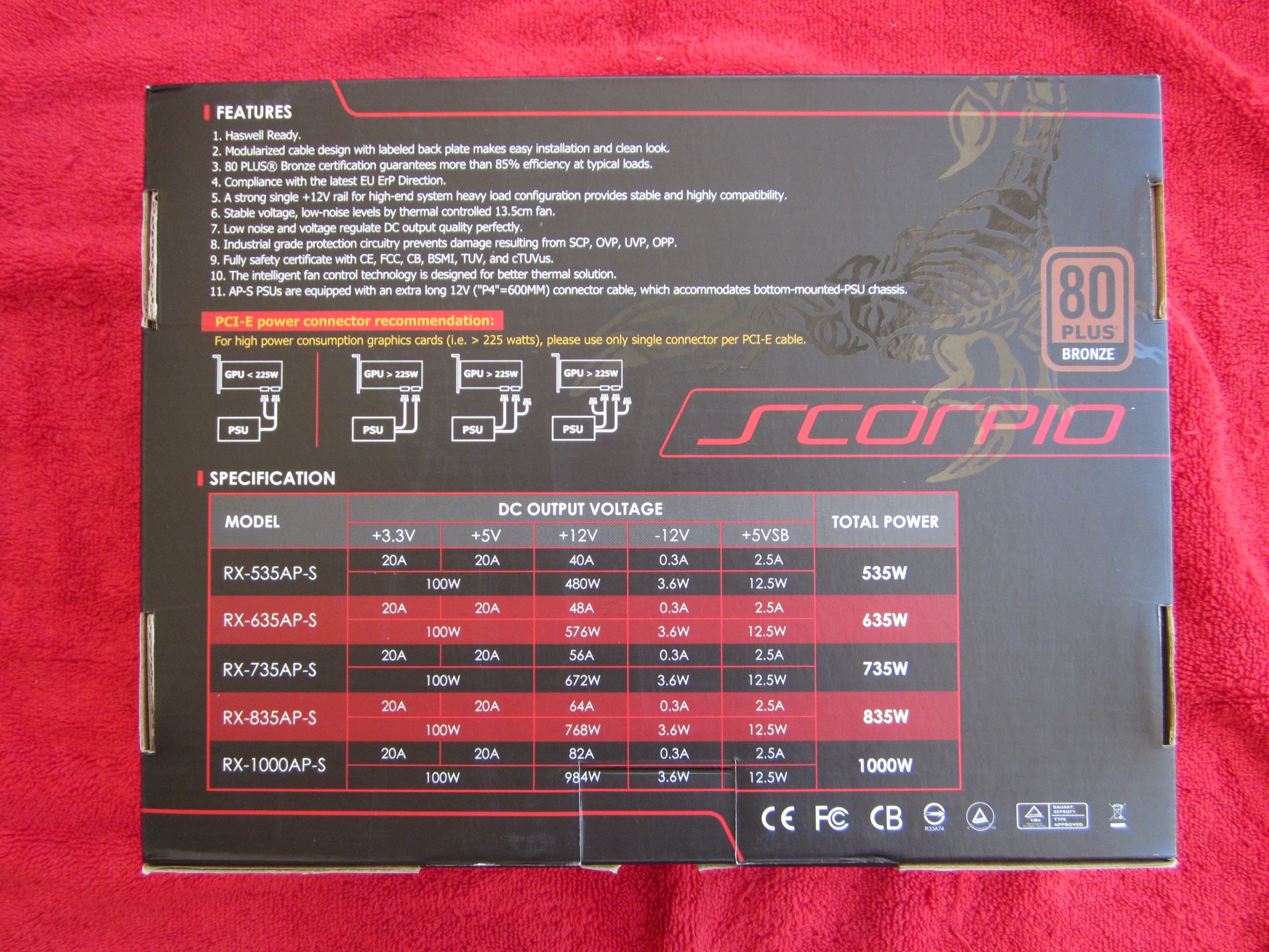 NEW! RAIDMAX SCORPIO RX-735AP-S 80 PLUS BRONZE Semi-modular 735W Power Supply