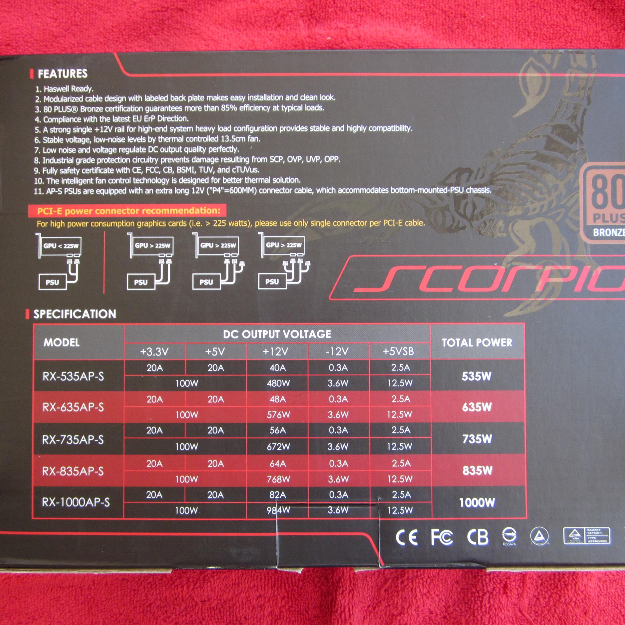 NEW! RAIDMAX SCORPIO RX-735AP-S 80 PLUS BRONZE Semi-modular 735W Power Supply