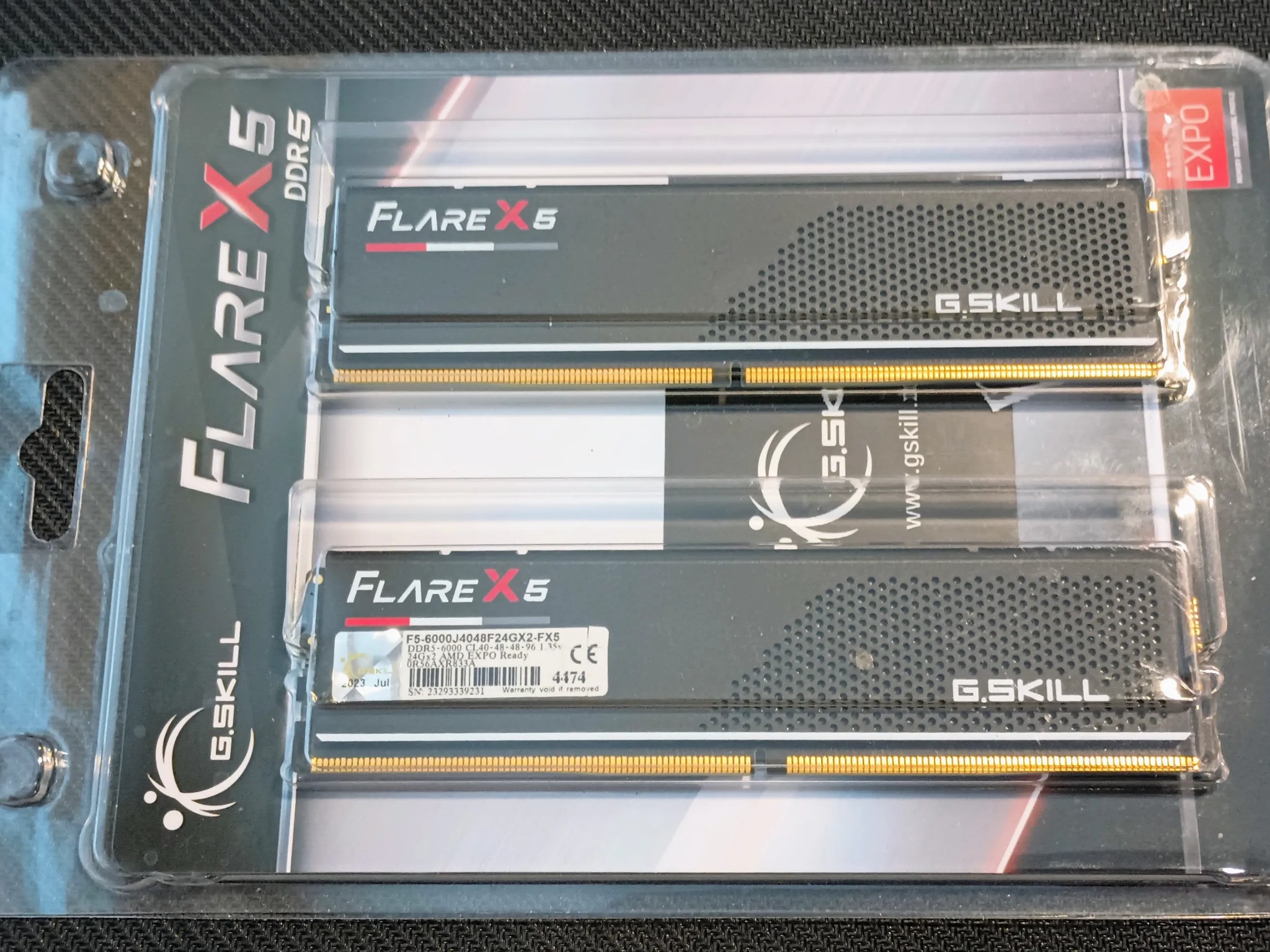 G.SKILL Flare X5 DDR5 6000 cl40 48GB (2x24GB) Memory Kit AMD EXPO (F5-6000J4048F24GX2-FX5)