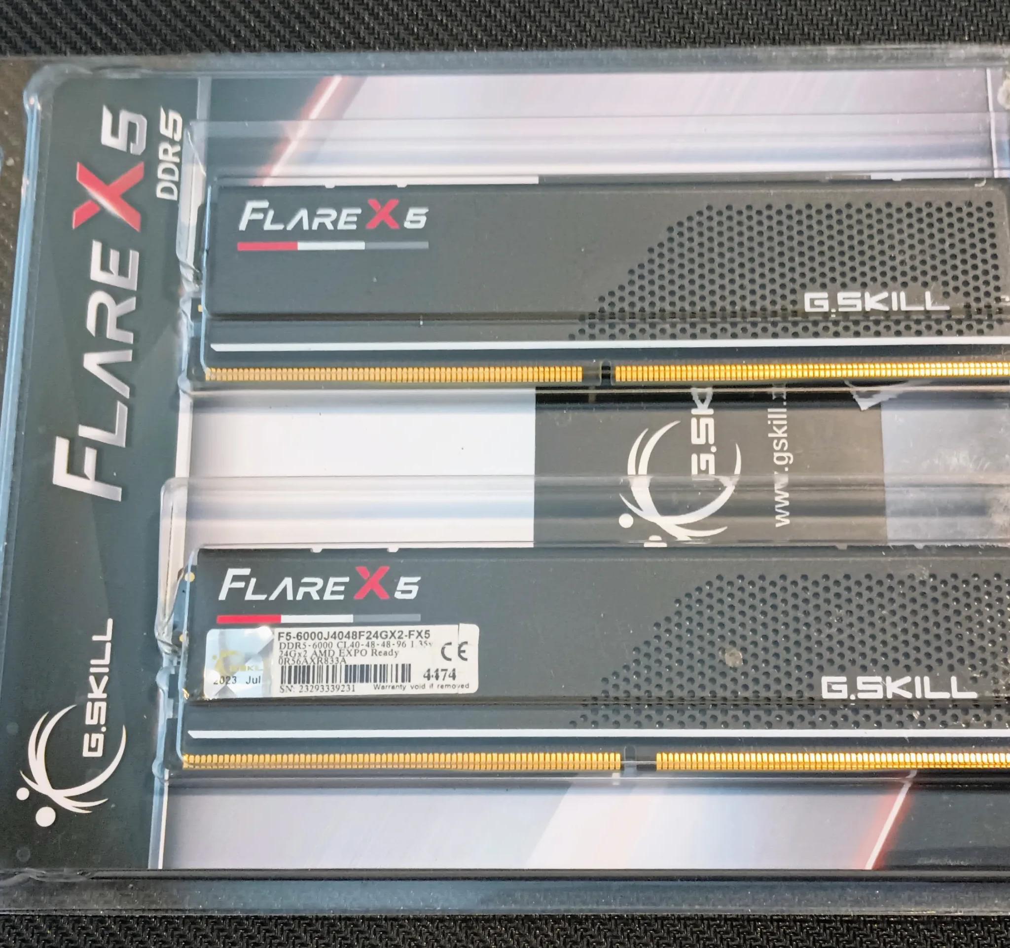G.SKILL Flare X5 DDR5 6000 cl40 48GB (2x24GB) Memory Kit AMD EXPO (F5-6000J4048F24GX2-FX5)
