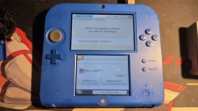 CUSTOM USED Nintendo 2DS Blue/Black Handheld Console, Mario Kart 7 Edition
