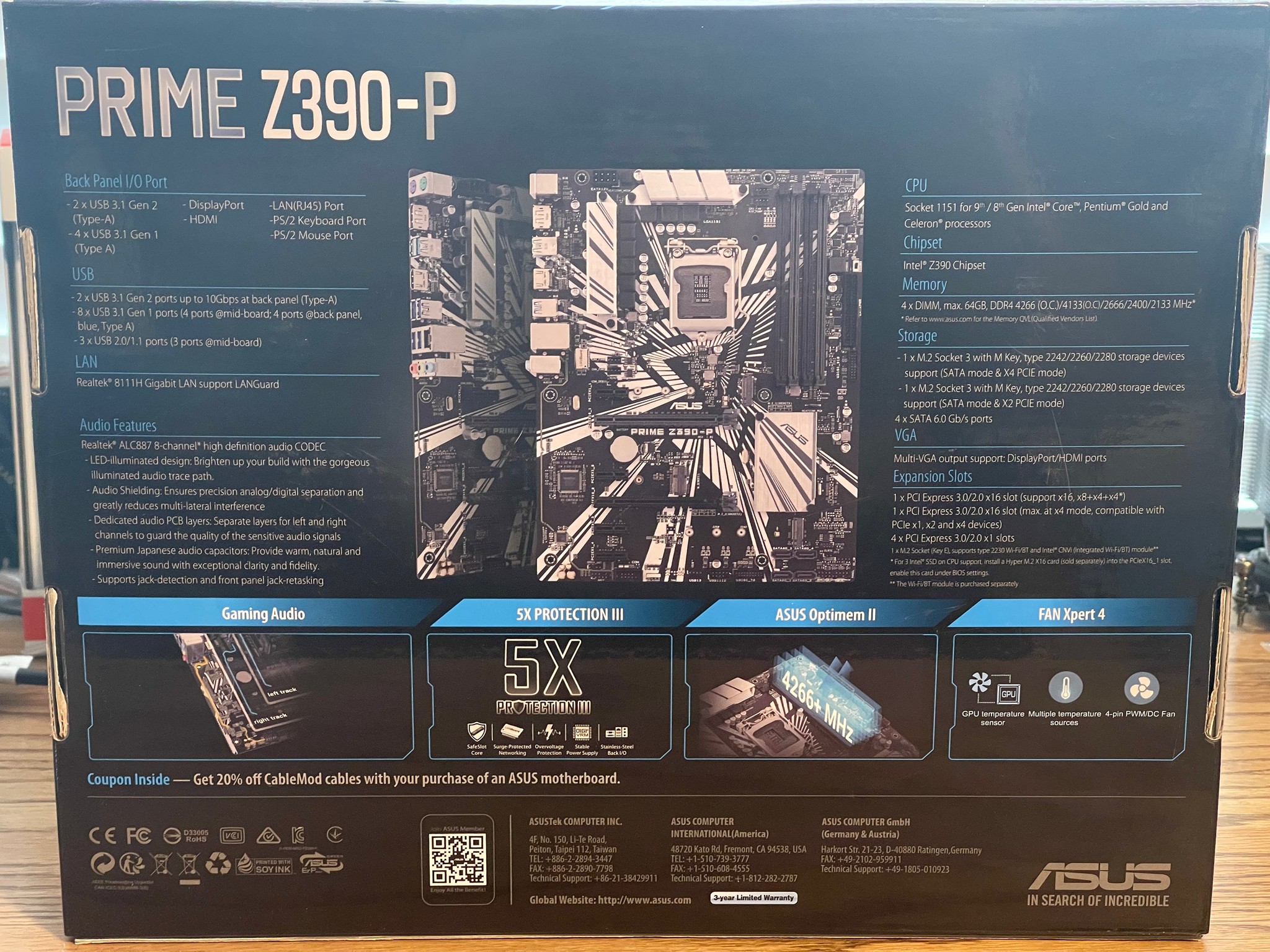 Used, ASUS Prime z390-P, i7-8700, 16GB 2666 DDR4