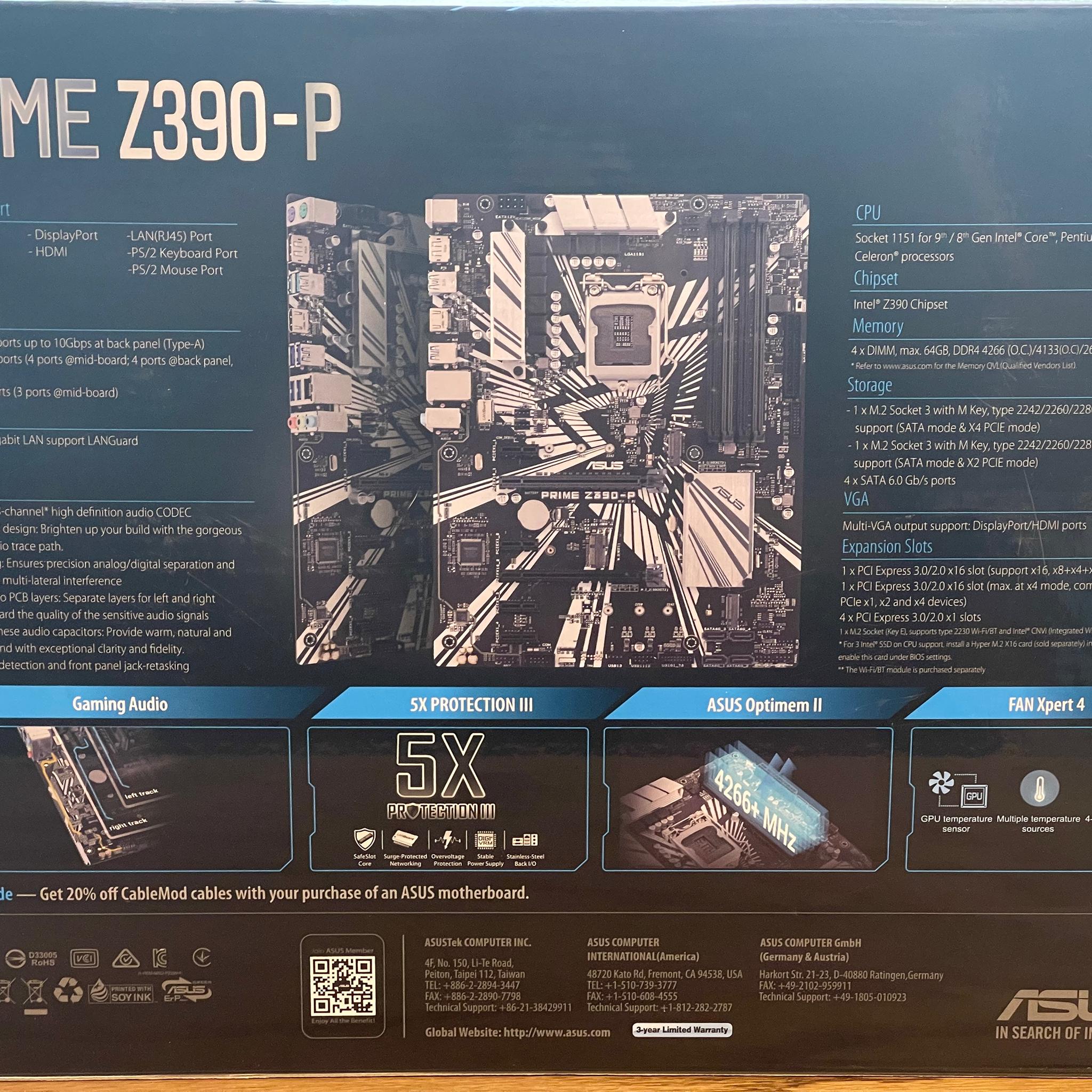 Used, ASUS Prime z390-P, i7-8700, 16GB 2666 DDR4
