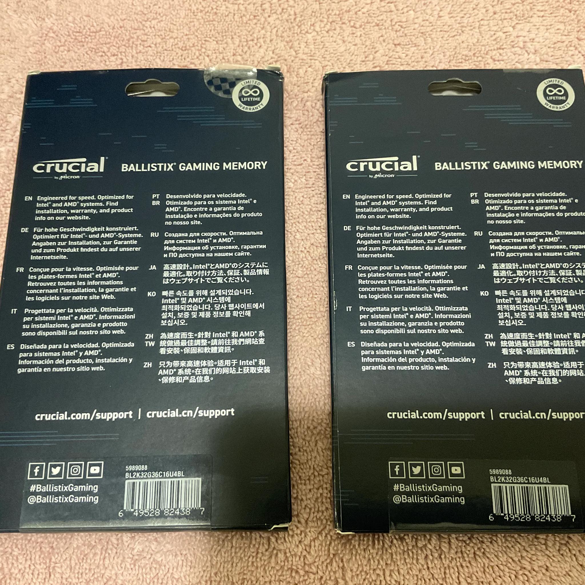 Crucial Ballistix 64GB DDR4-3600 RAM (2 kits of 64GB each, RGB variant)