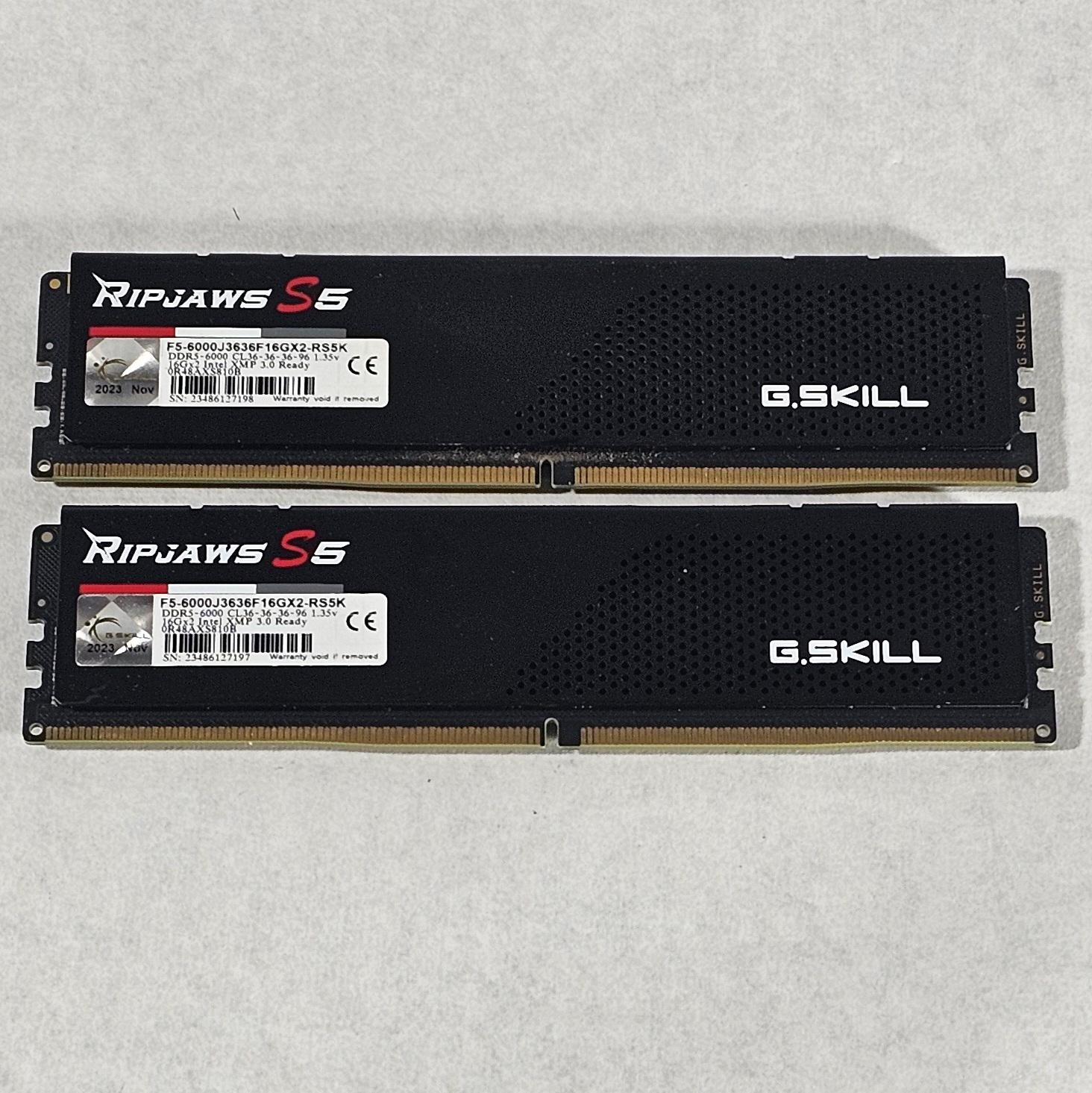 32GB DDR5 (2x16GB) CL36 6000MT/s G.SKILL RIPJAWS S5