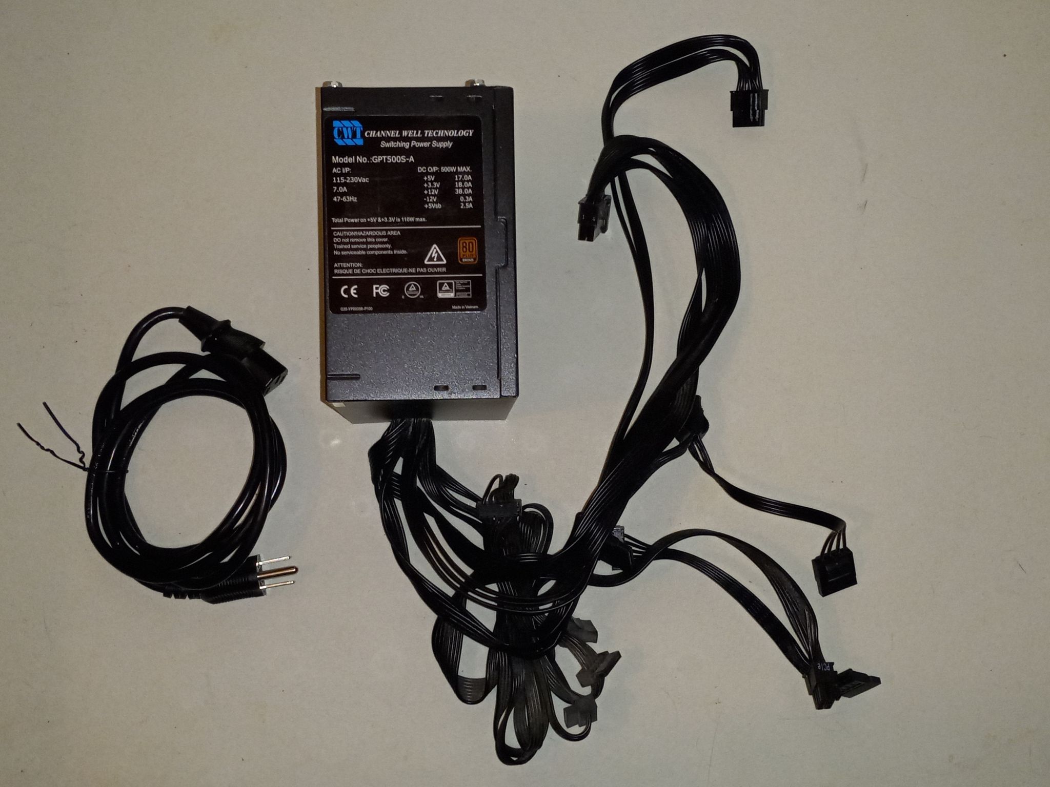 Channel Well Technology 500W 80 Plus Bronze PSU