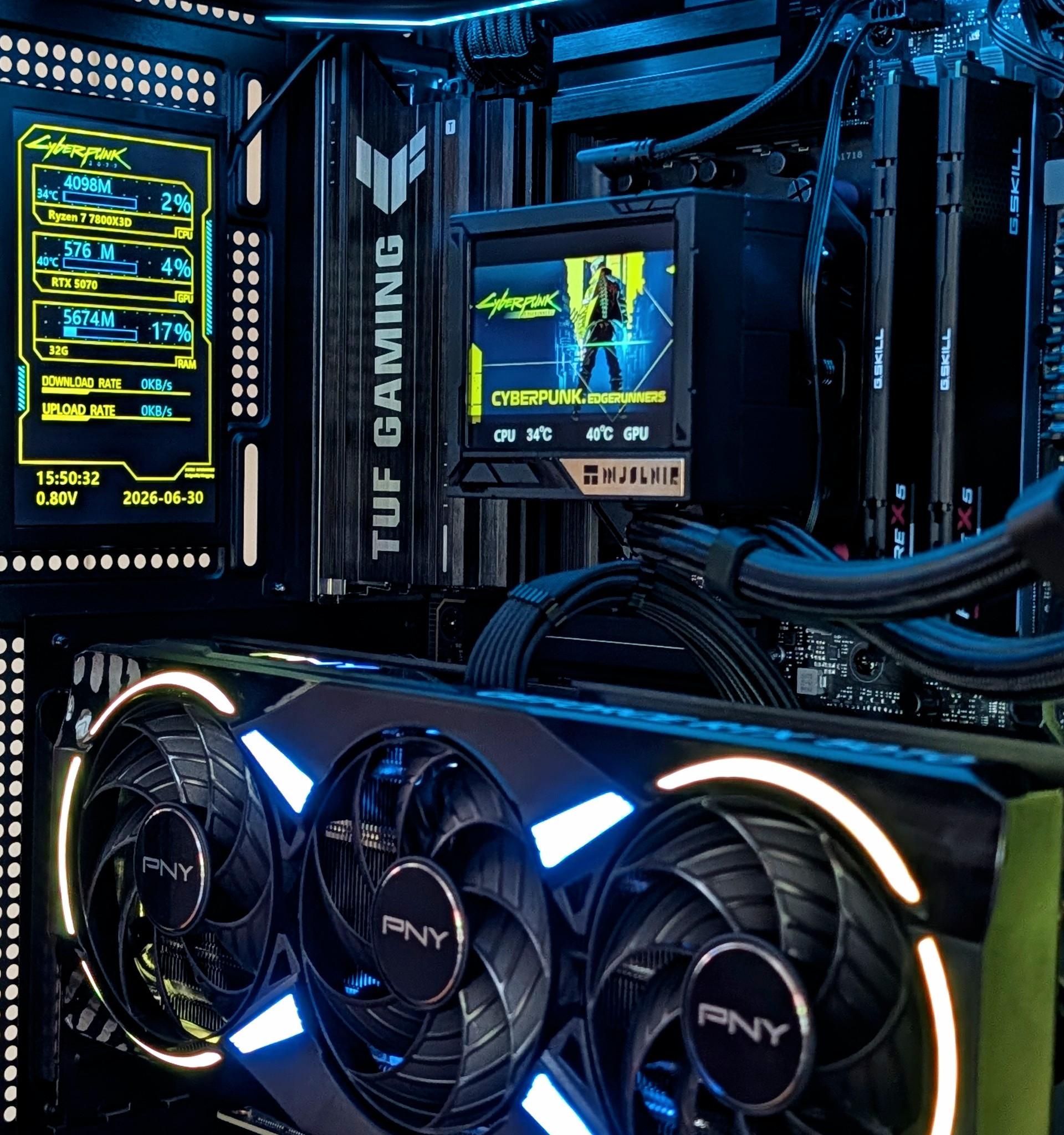 💙 The 2077 💛 Ryzen 7 7800X3D + RTX 5070 + 32gb + 2TB ssd | Premium Dual LCD Build