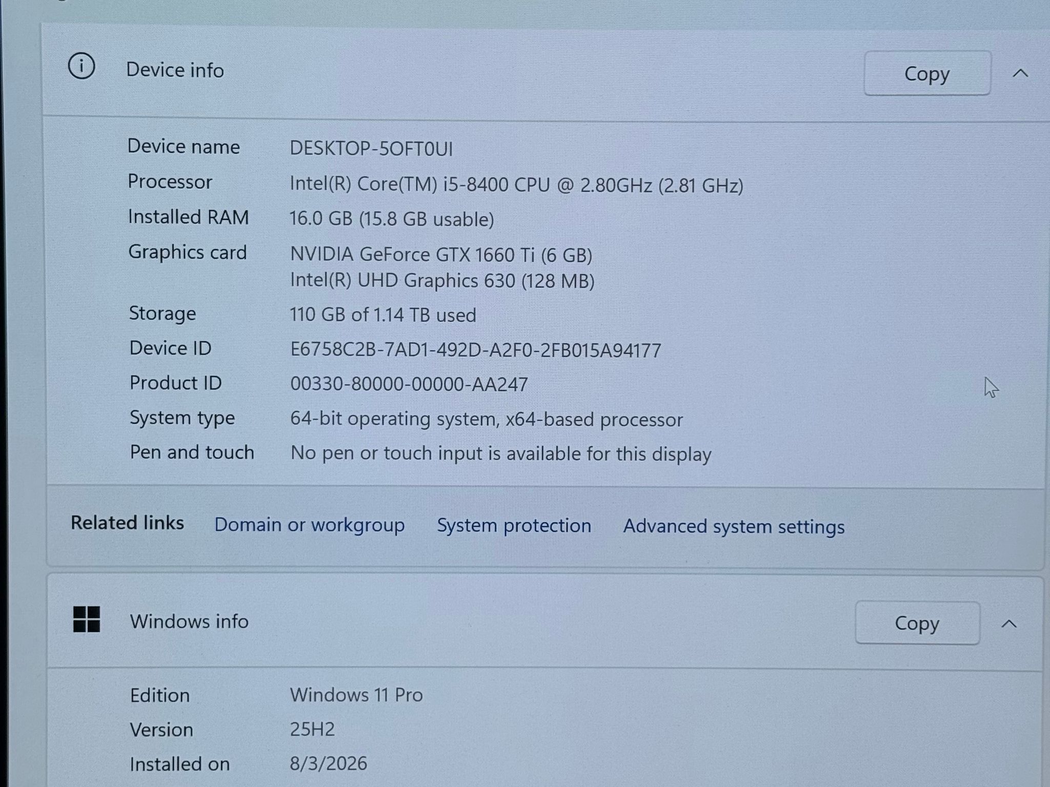 GeForce GTX 1660 Ti Custom Gaming PC - Core i5-8400