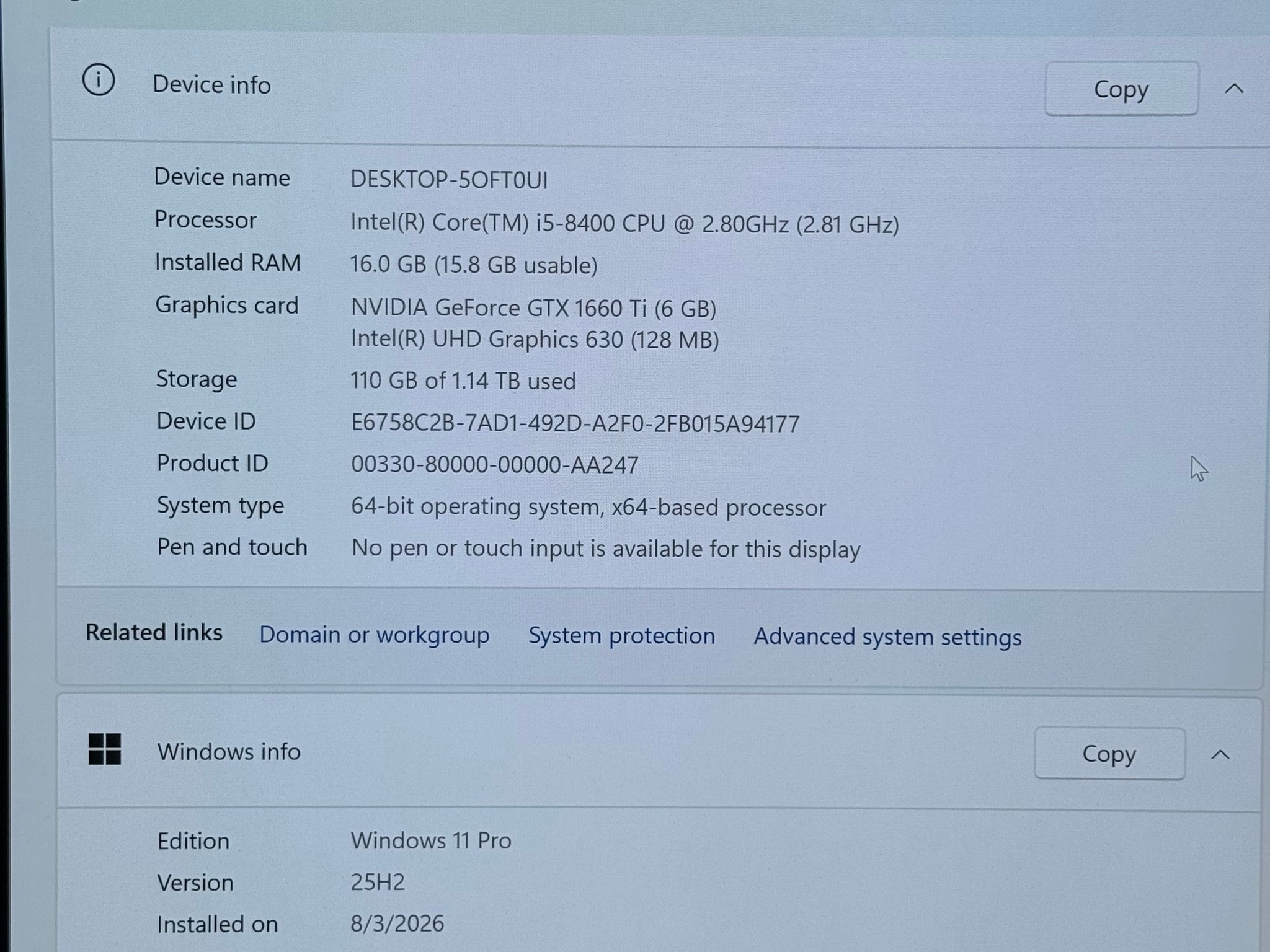 GeForce GTX 1660 Ti Custom Gaming PC - Core i5-8400