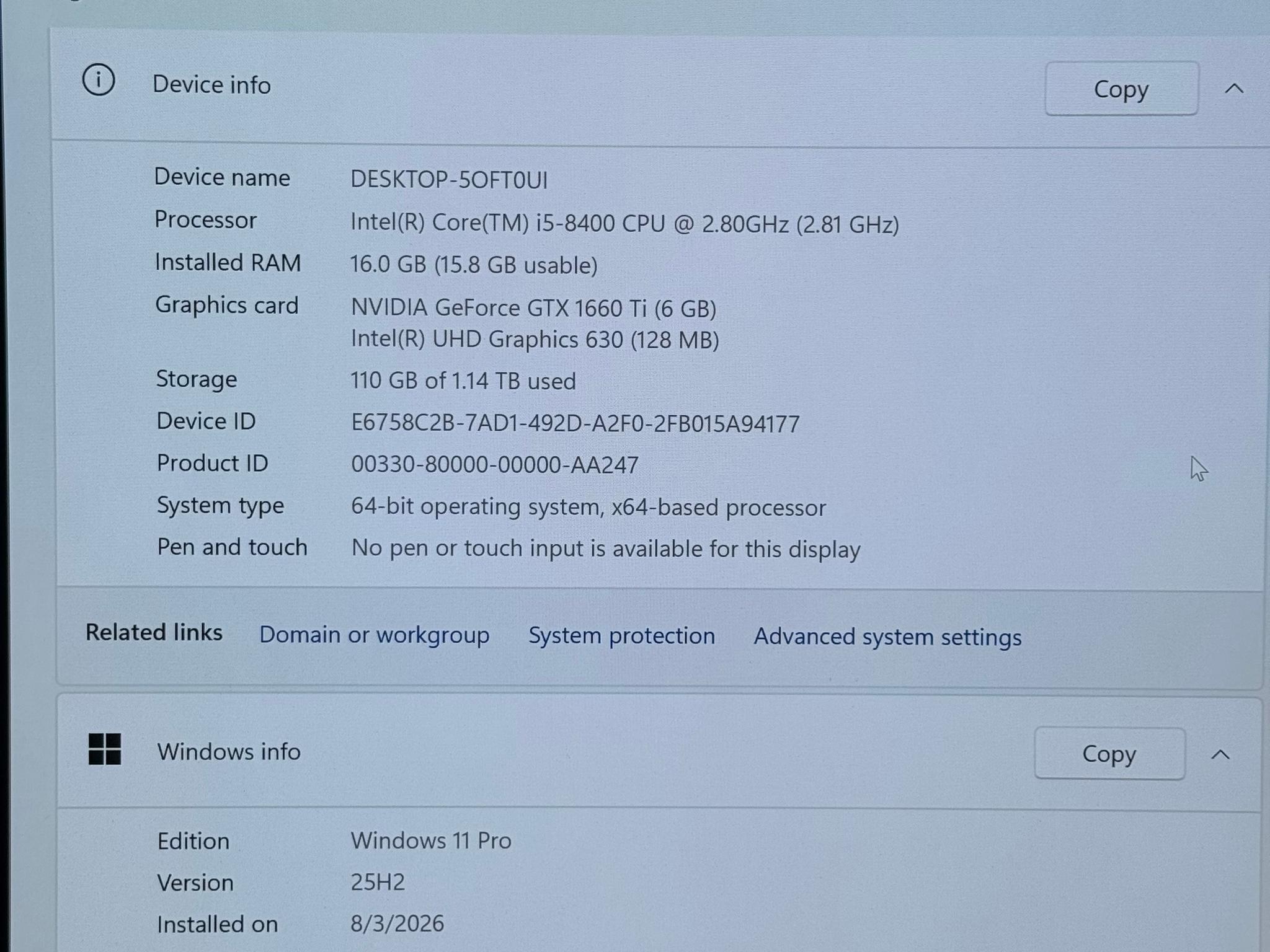 GeForce GTX 1660 Ti Custom Gaming PC - Core i5-8400