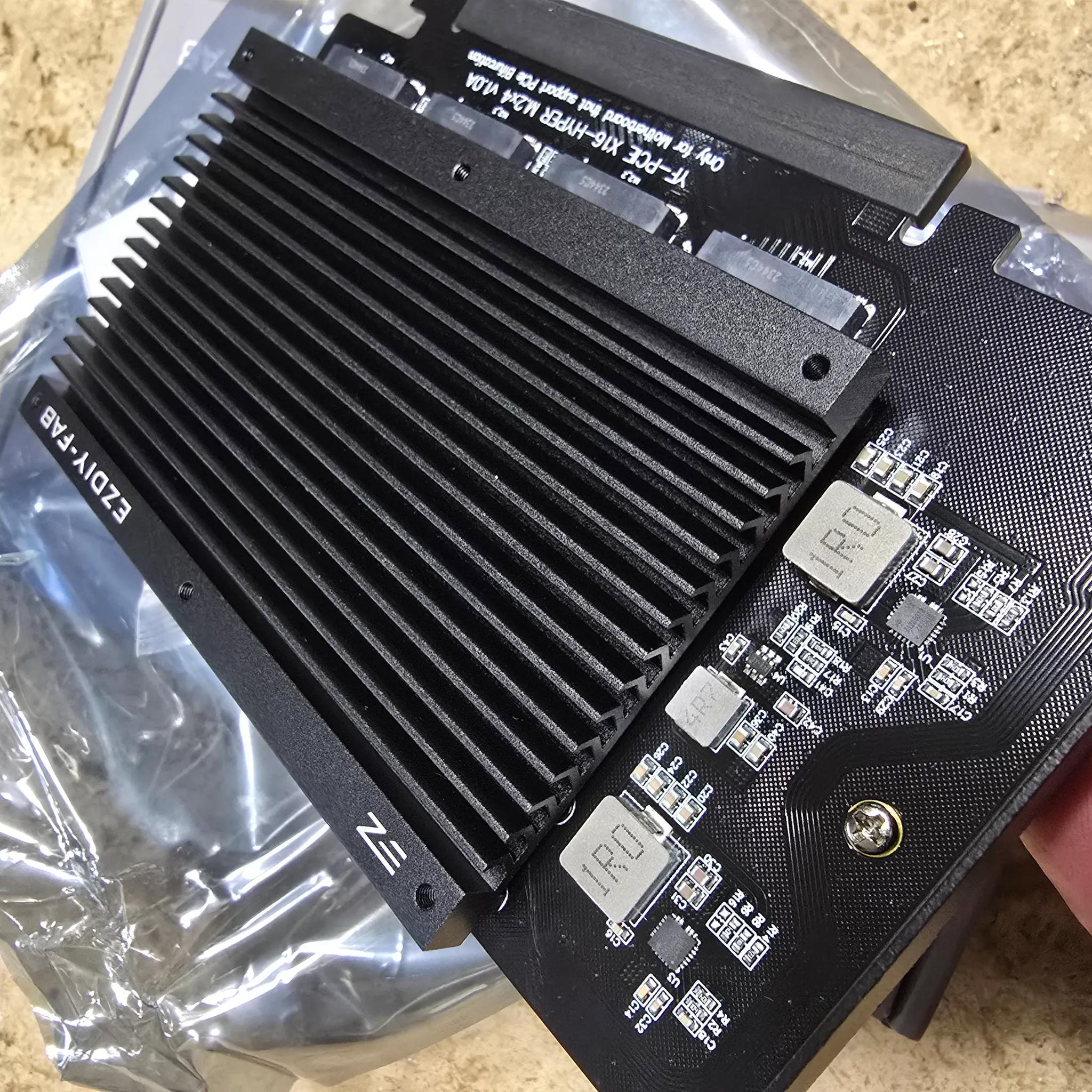 EZDIY-FAB Quad M.2 PCIe 4.0/3.0 X16 Expansion Cad with Heatsink Support 4 x PCIe NVME M.2 SSD RAID