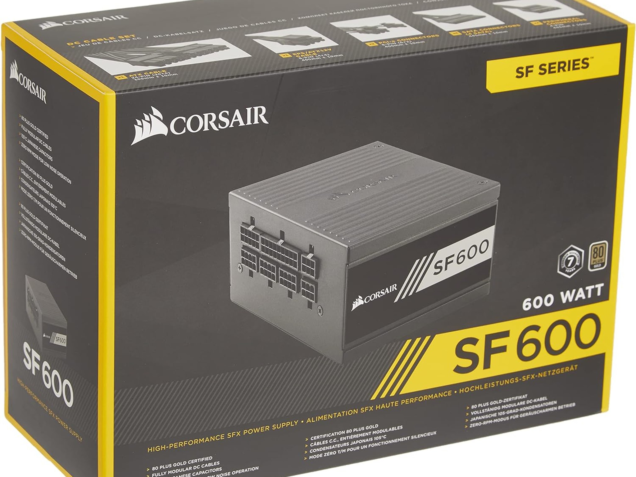 Corsair SF600 80+ Gold 600w SFX PSU Power Supply w/ All Original Cables