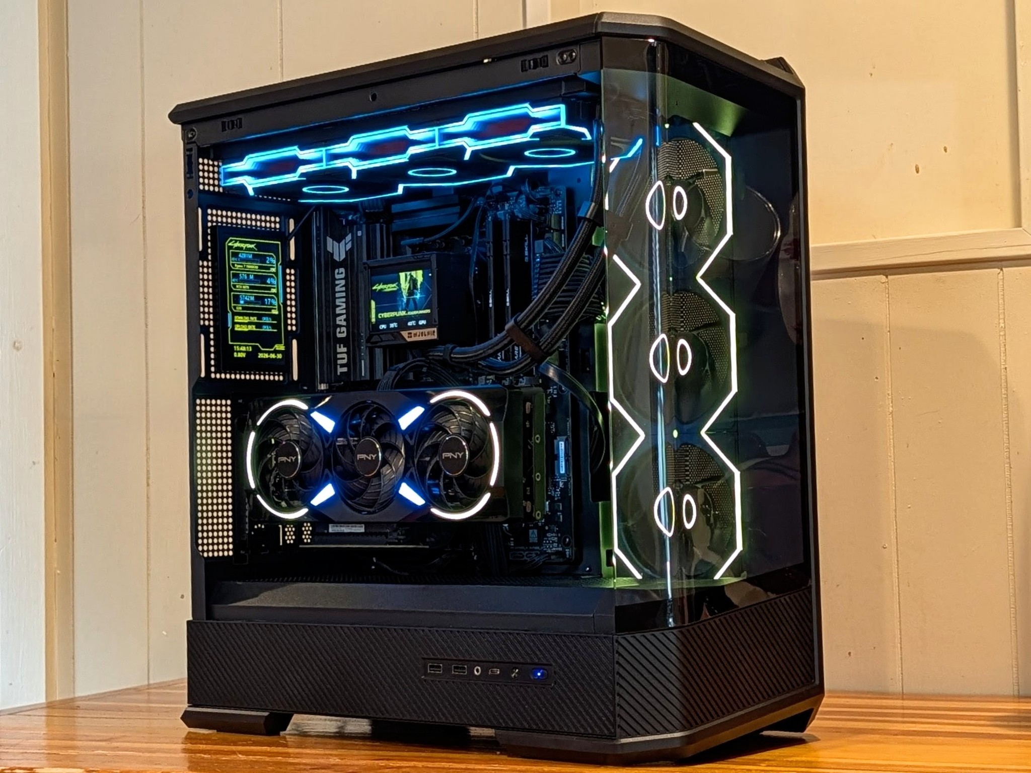 💙 The 2077 💛 Ryzen 7 7800X3D + RTX 5070 + 32gb + 2TB ssd | Premium Dual LCD Build