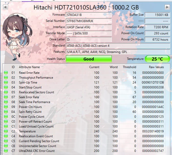 Hitachi 1TB 7200RPM SATA Hard Drive | Tested & Healthy