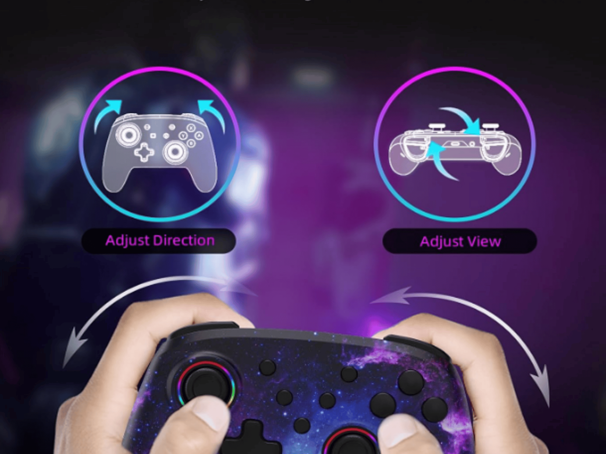 NexiGo NS32 Wireless Controller (Cosmic Nebula) + EasySMX X05 Gaming Controller (Lime) Bundle