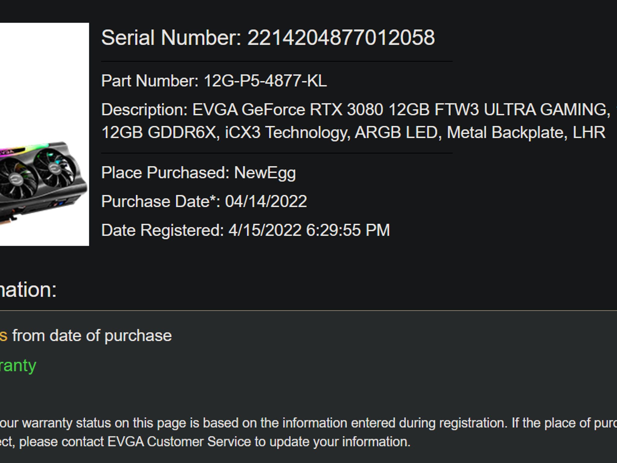 EVGA GeForce RTX 3080 12GB FTW3 Ultra
