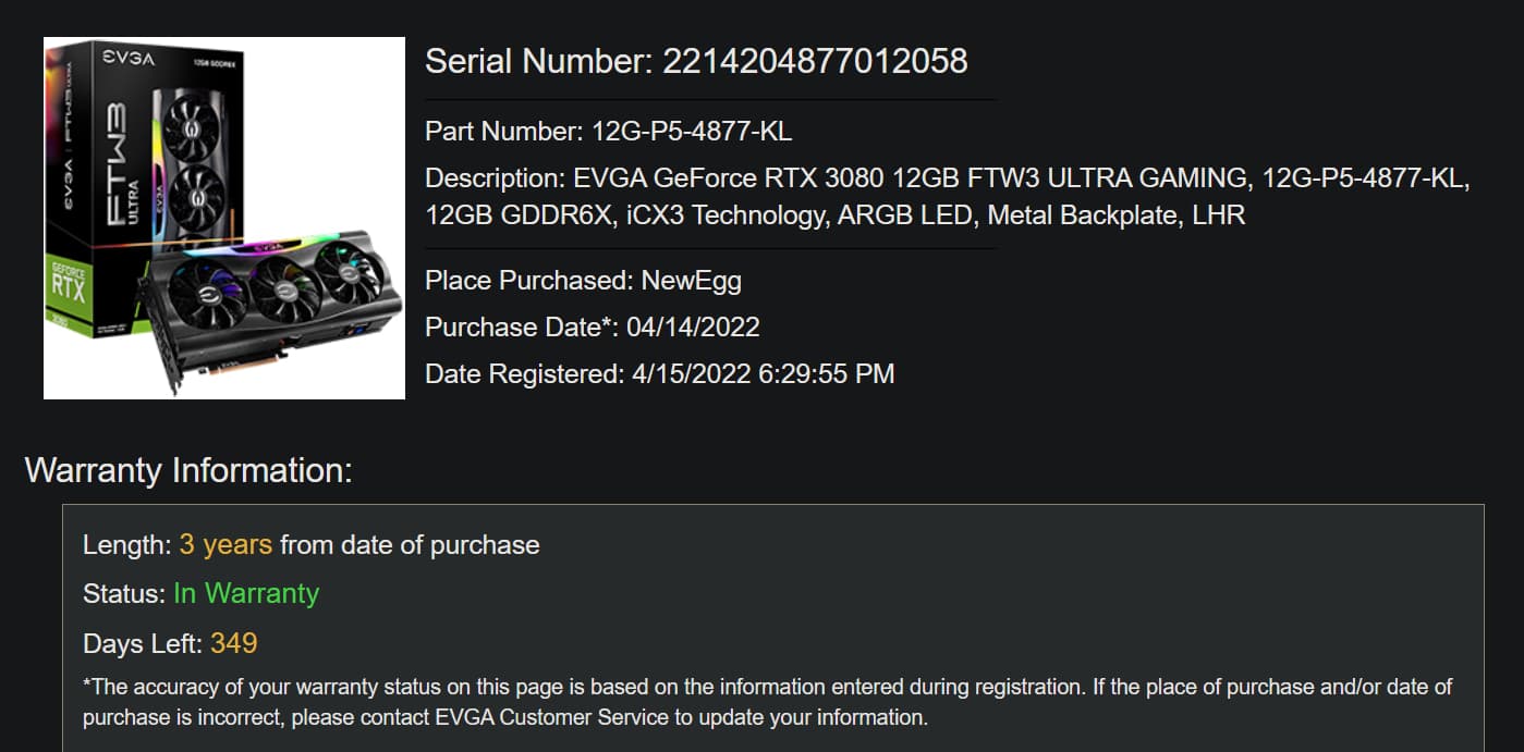 EVGA GeForce RTX 3080 12GB FTW3 Ultra