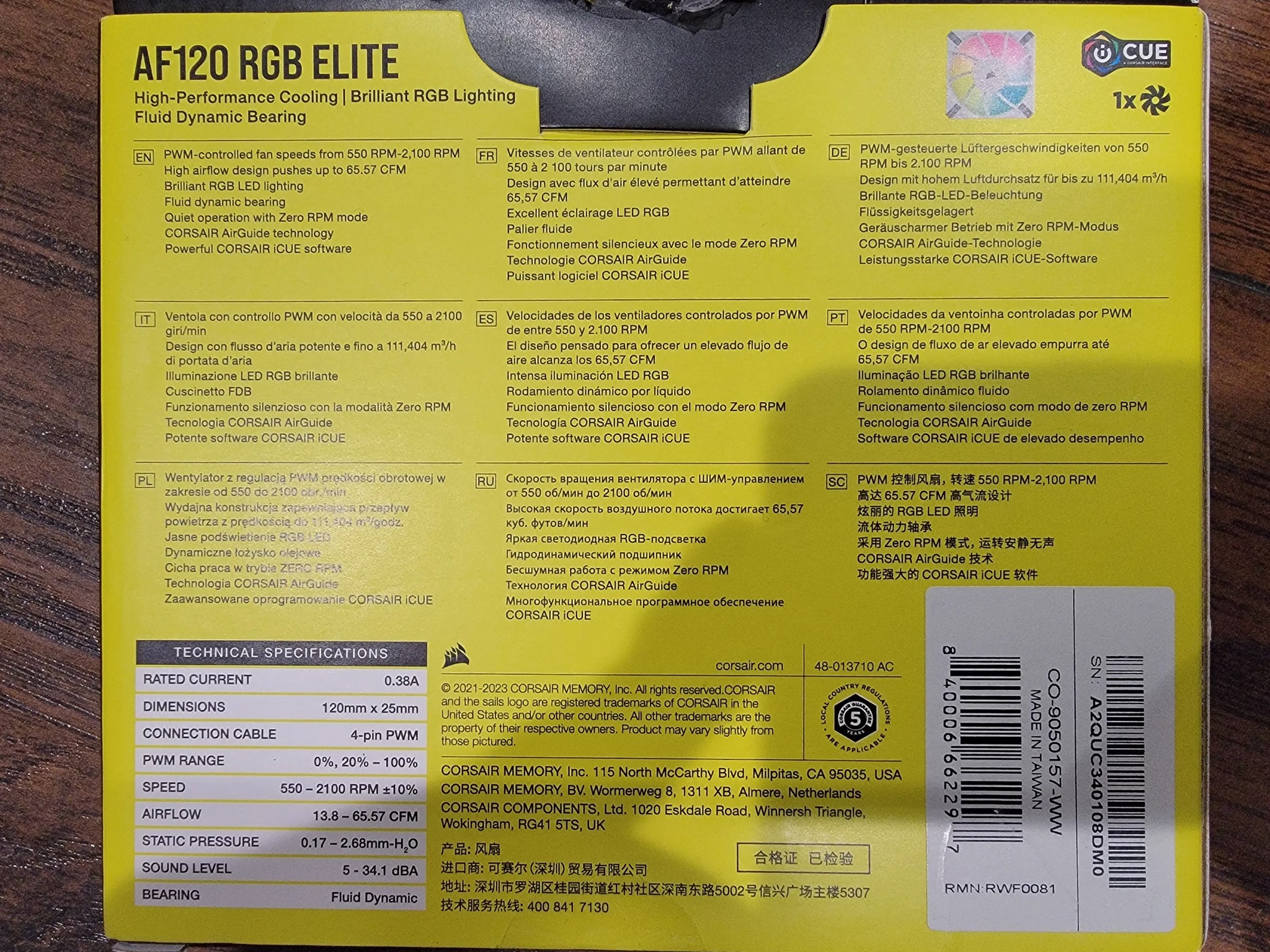 Corsair AF120 RGB Elite fans(3 each)