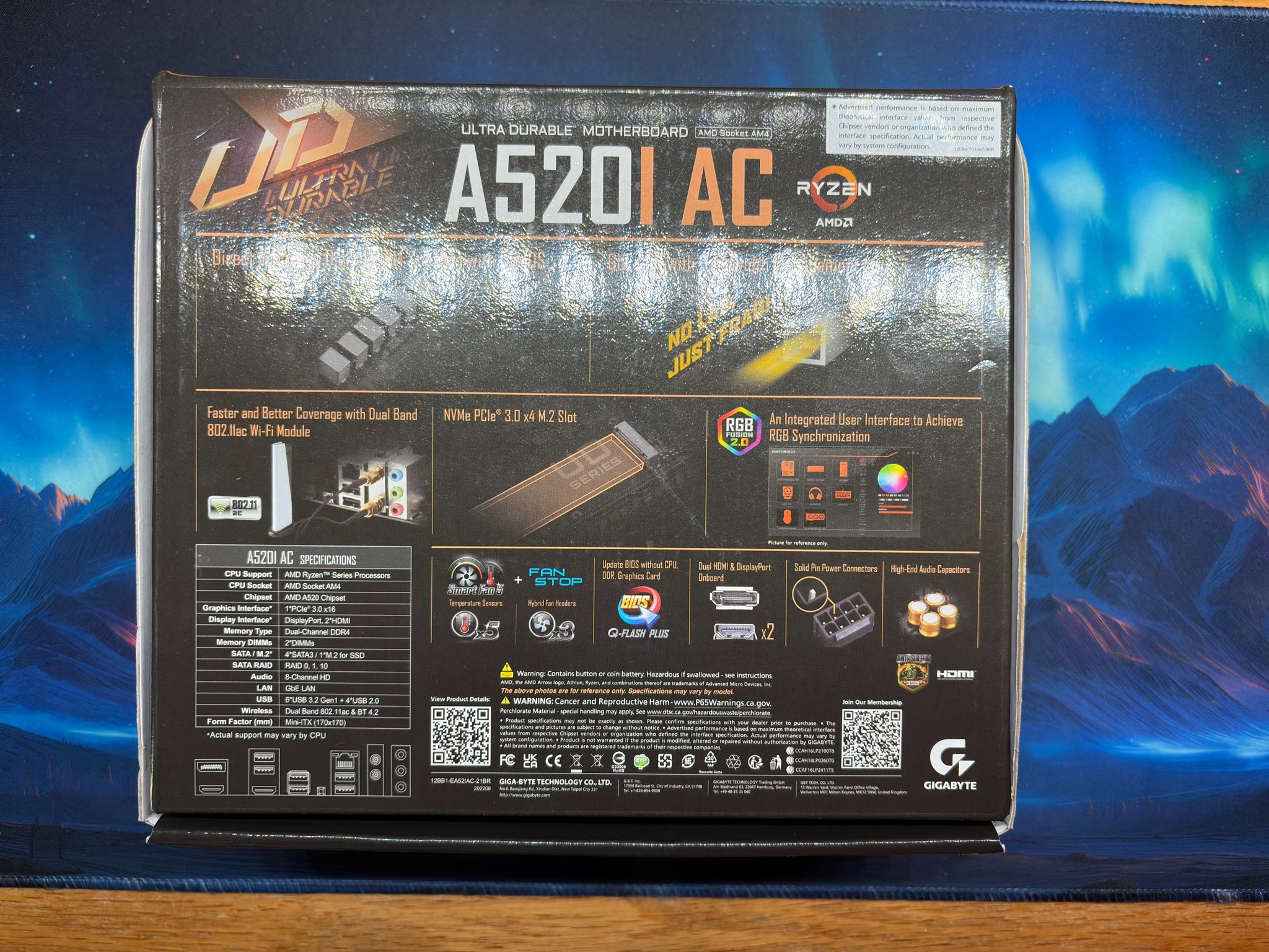Gigabyte A520I AC, AMD AM4, Mini ITX