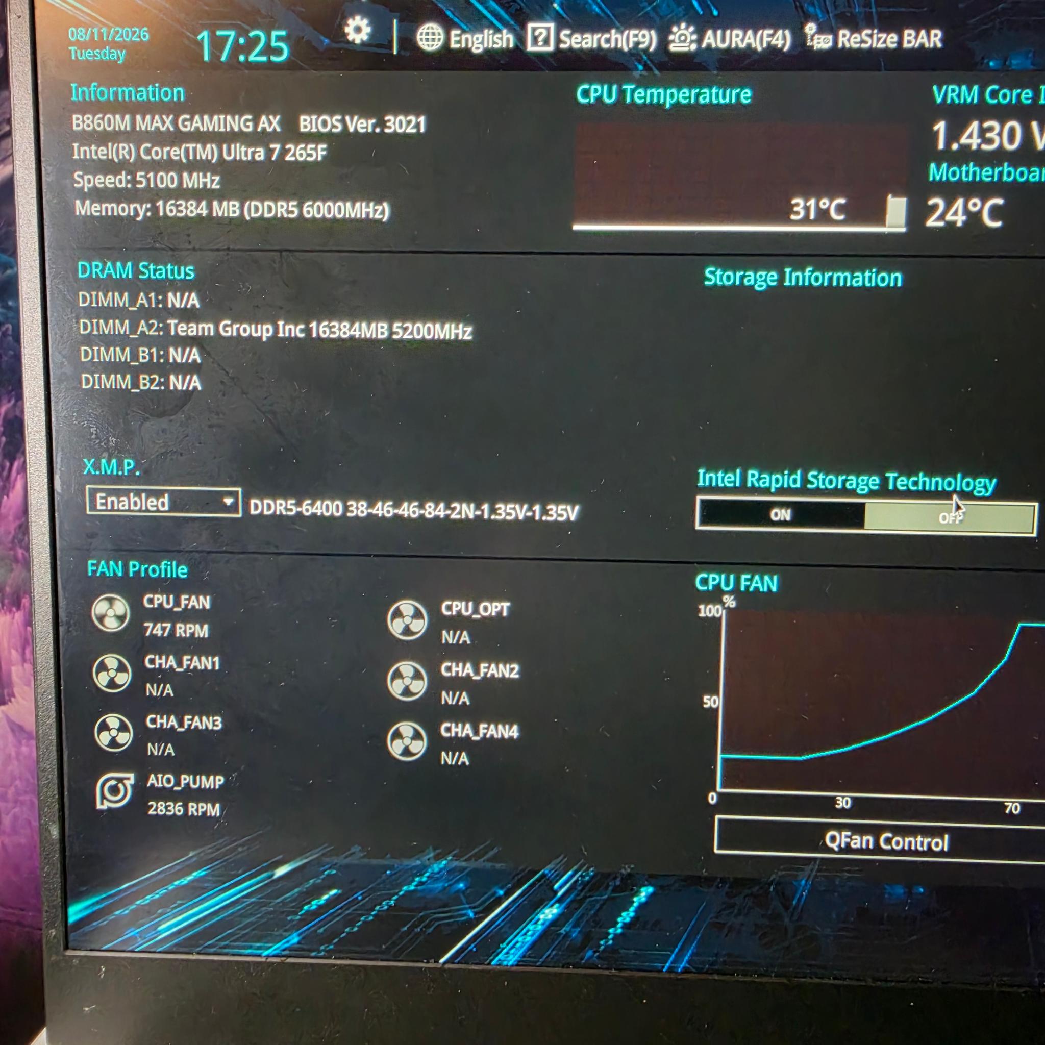 Intel Core Ultra 265f + ASUS B860M MAX GAMING AX + 240MM AIO