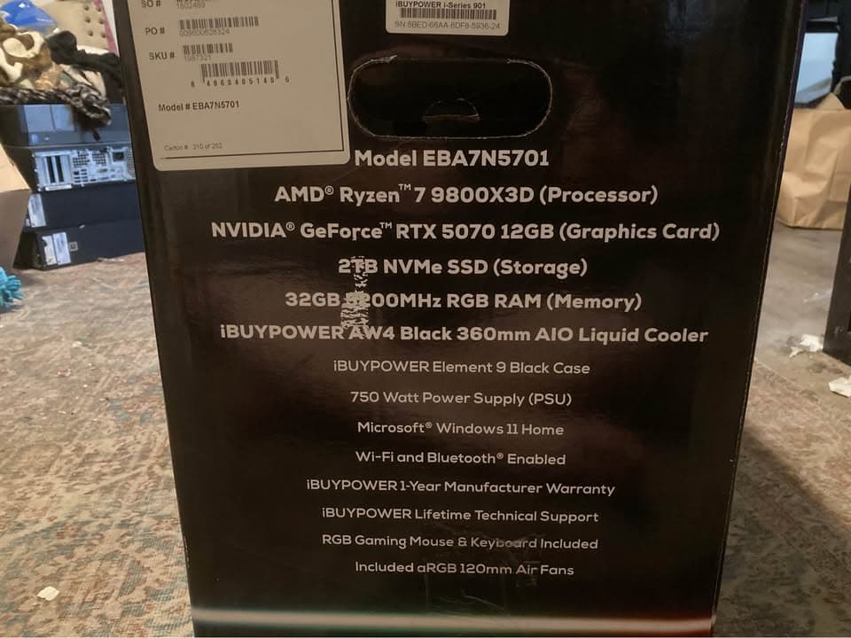 IBUYPOWER Gaming PC/Desktop! 9800X3D/32GB DDR5/RTX 5070