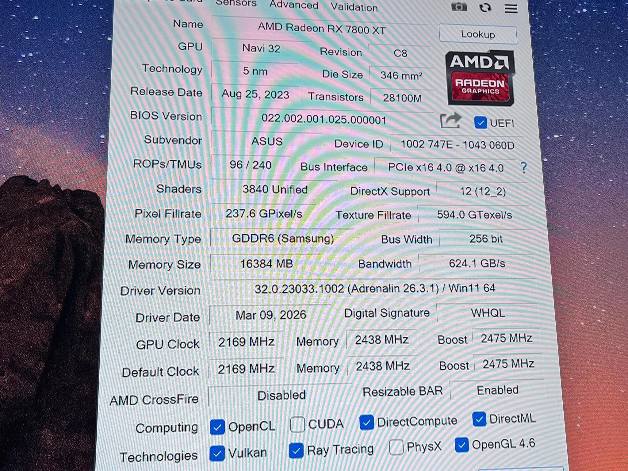 AMD Radeon RX 7800 XT 16GB — Lightly Used, Original Box Included