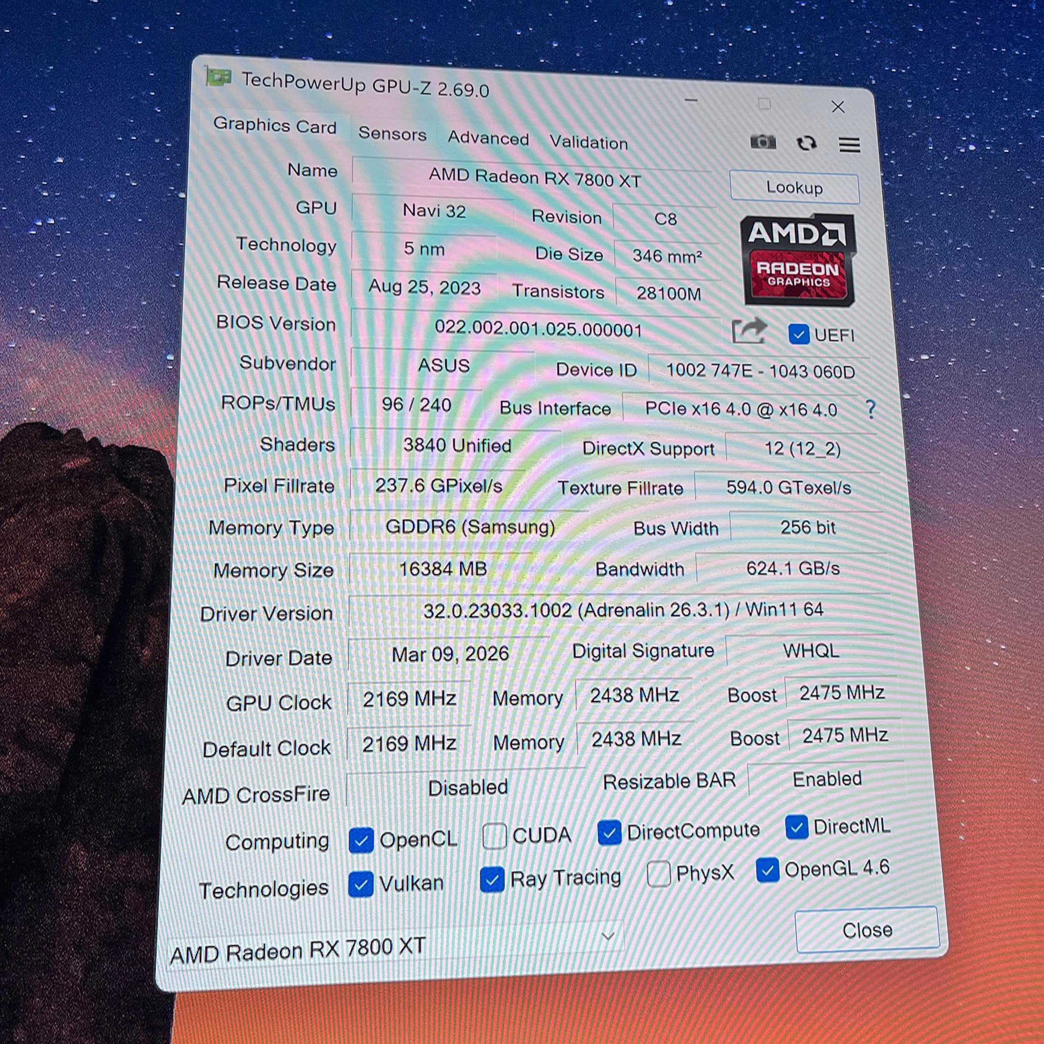 AMD Radeon RX 7800 XT 16GB — Lightly Used, Original Box Included