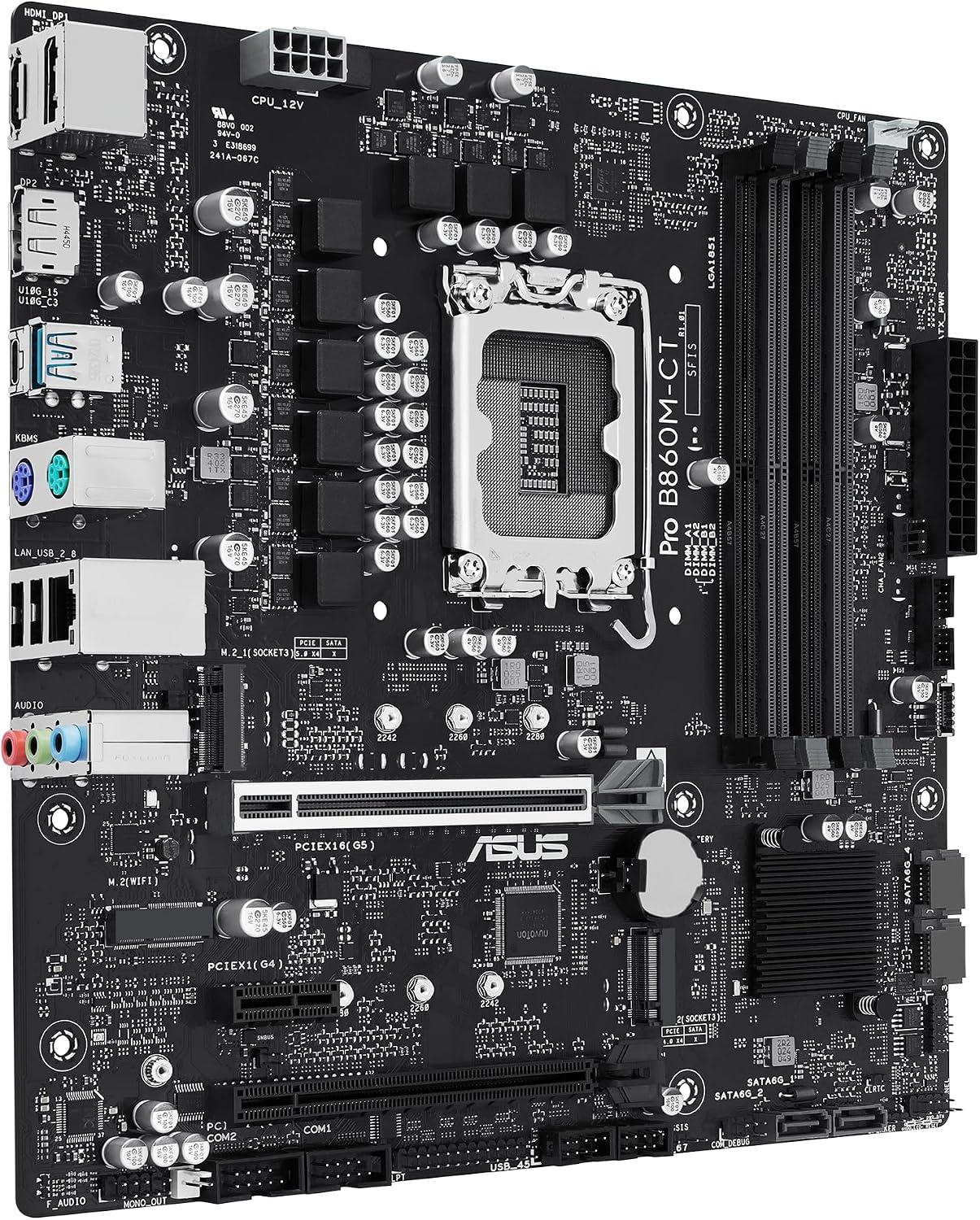 ASUS PRO B860M-CT Intel B860 LGA 1851 microATX DDR5 Desktop Motherboard