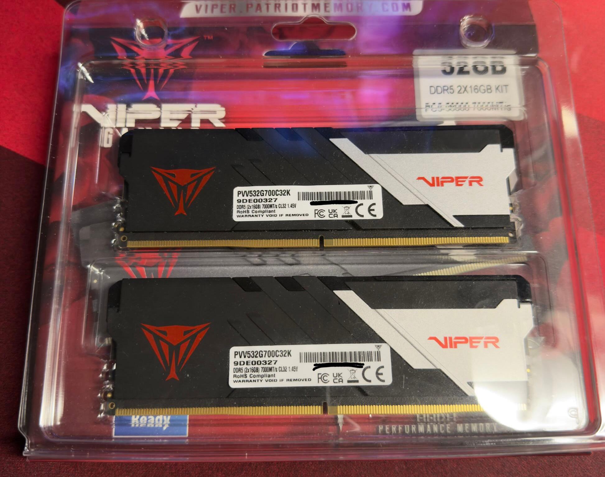 Patriot Viper Venom 32 GB (2 x 16 GB) DDR5-7000 CL32 Memory PVV532G700C32K