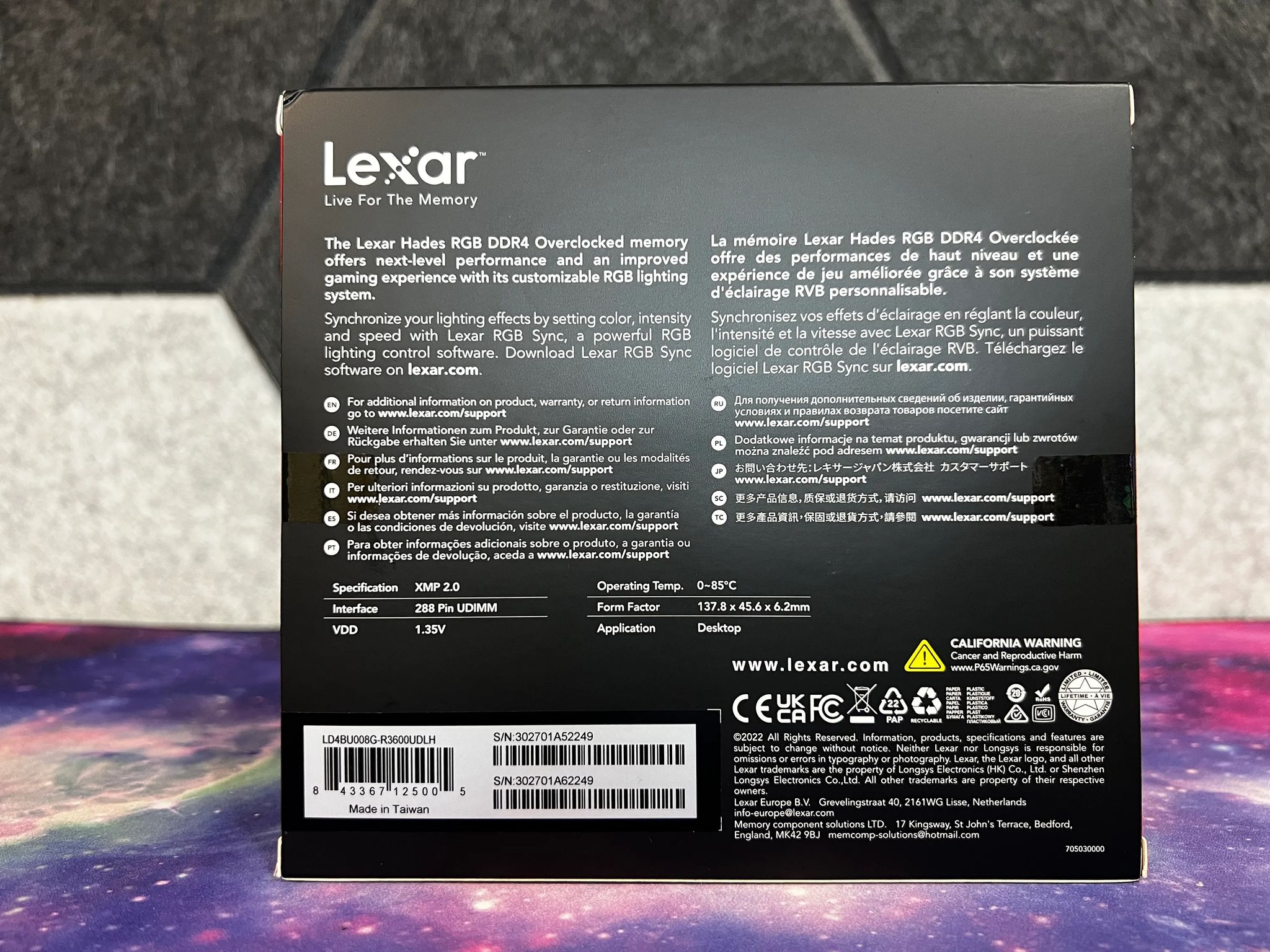 Lexar Hades 16GB (2 x 8GB) RGB DDR4 3600Mhz CL18 Memory Kit