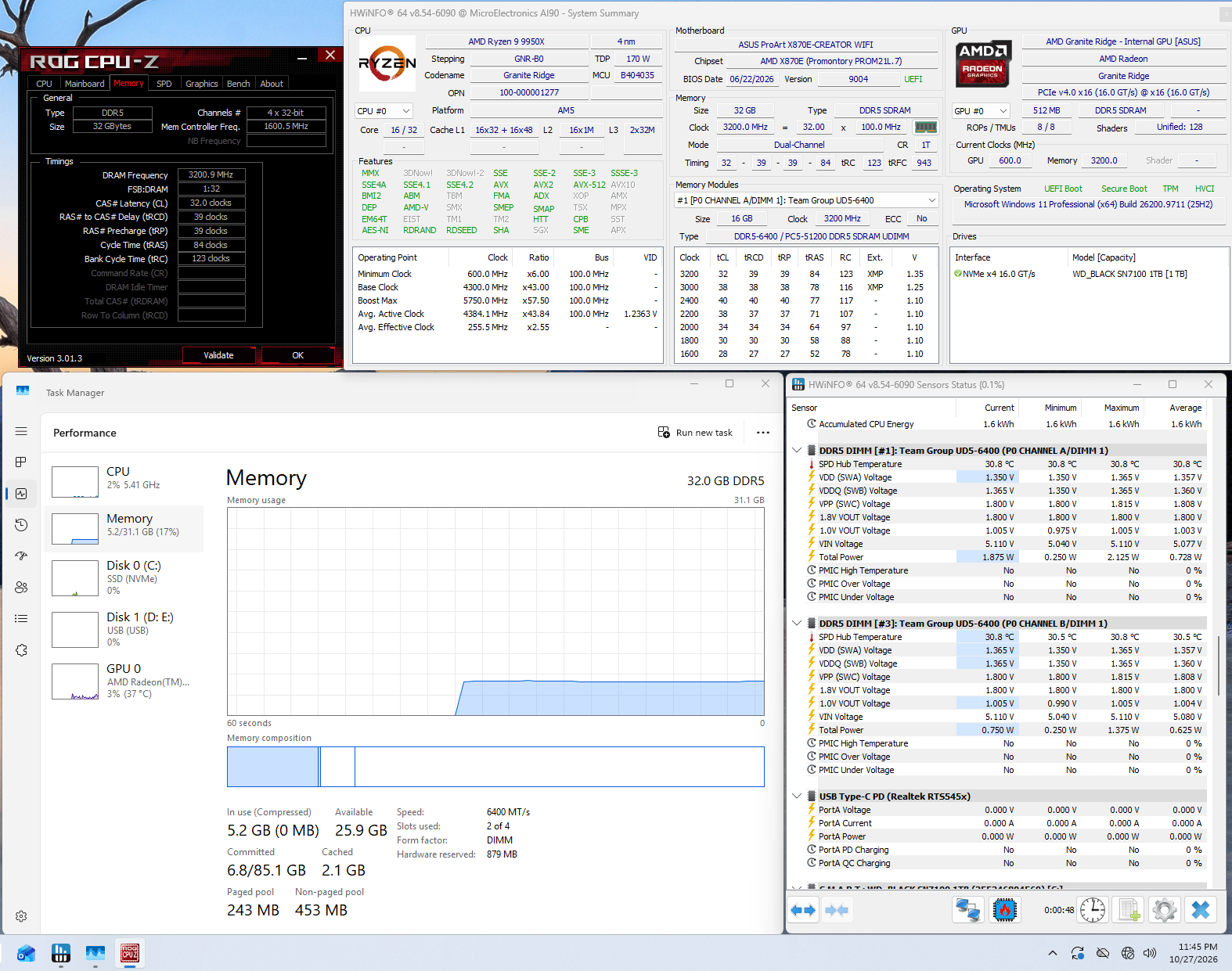 T-FORCE Delta RGB DDR5 32GB kit (Memory)