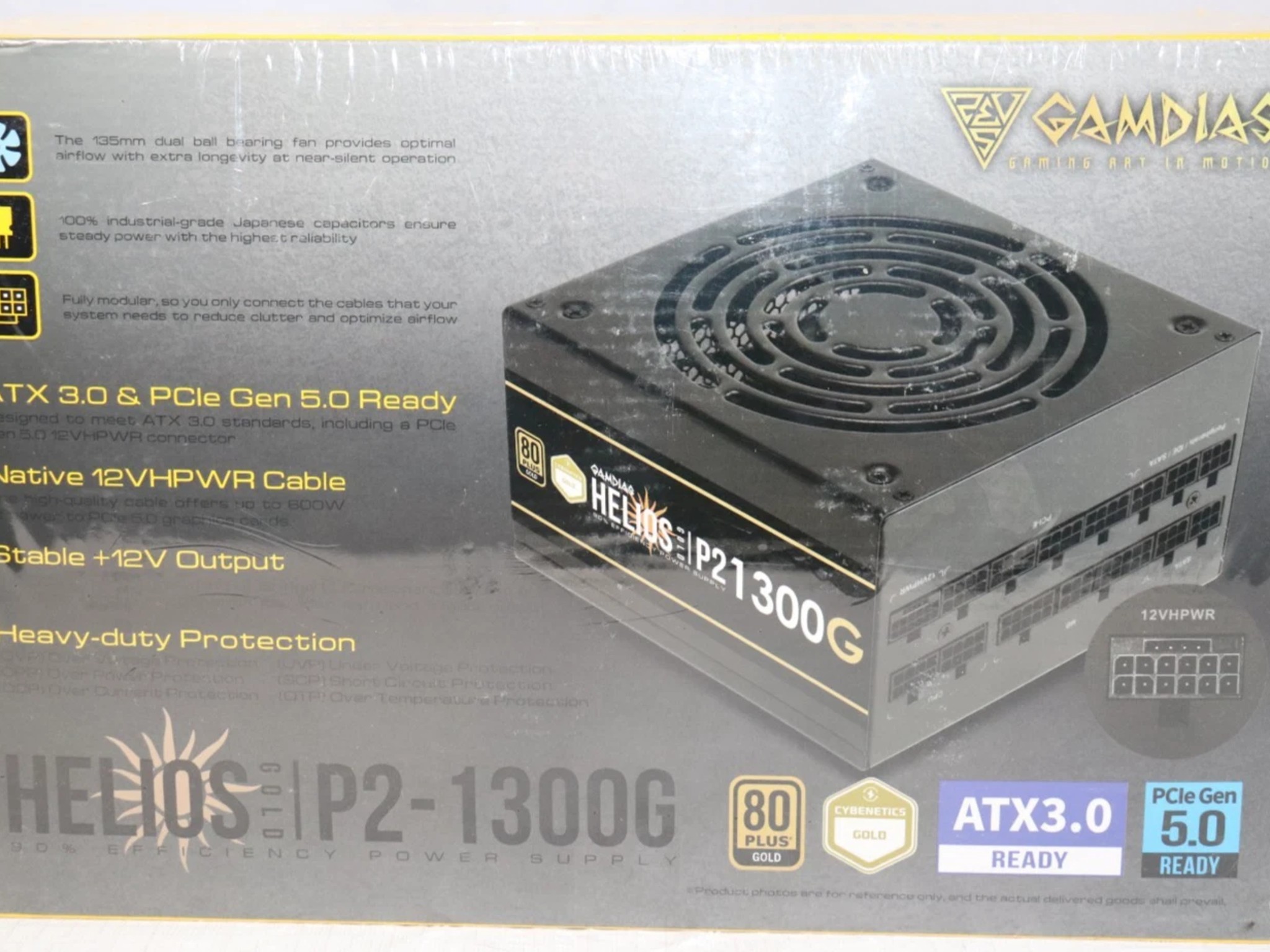 GAMDIAS Helios P2‑1300G 1300W 80+ Gold Fully Modular PSU ATX Power Supply NEW