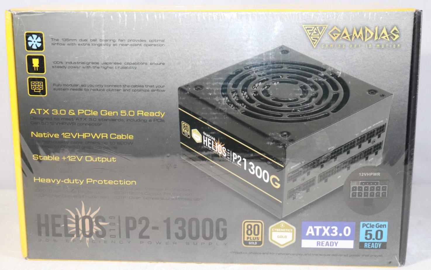 GAMDIAS Helios P2‑1300G 1300W 80+ Gold Fully Modular PSU ATX Power Supply NEW
