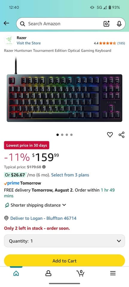 Razer Huntsman Tournament Edition - Black